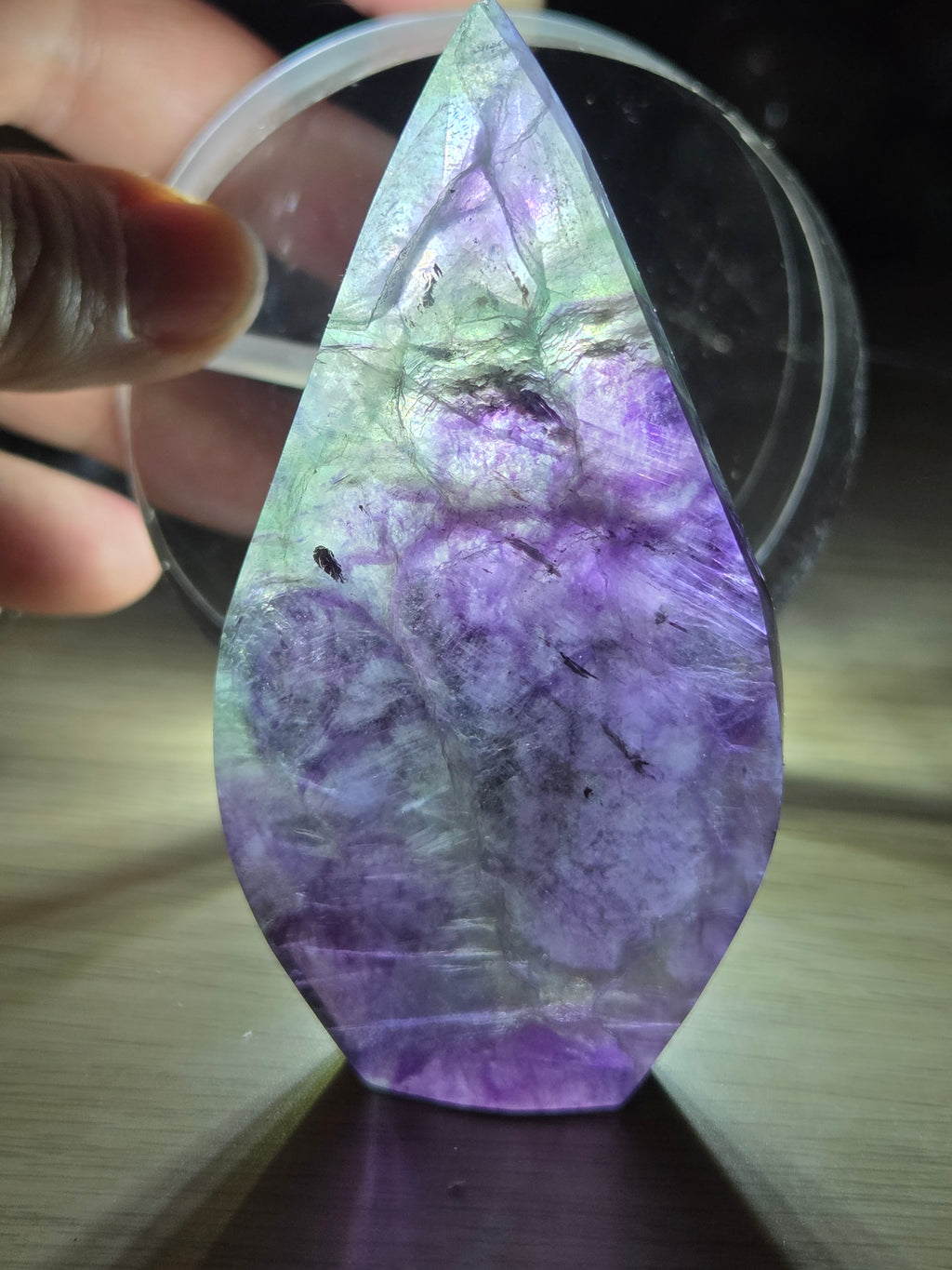 Flourite crystal tear drop carving