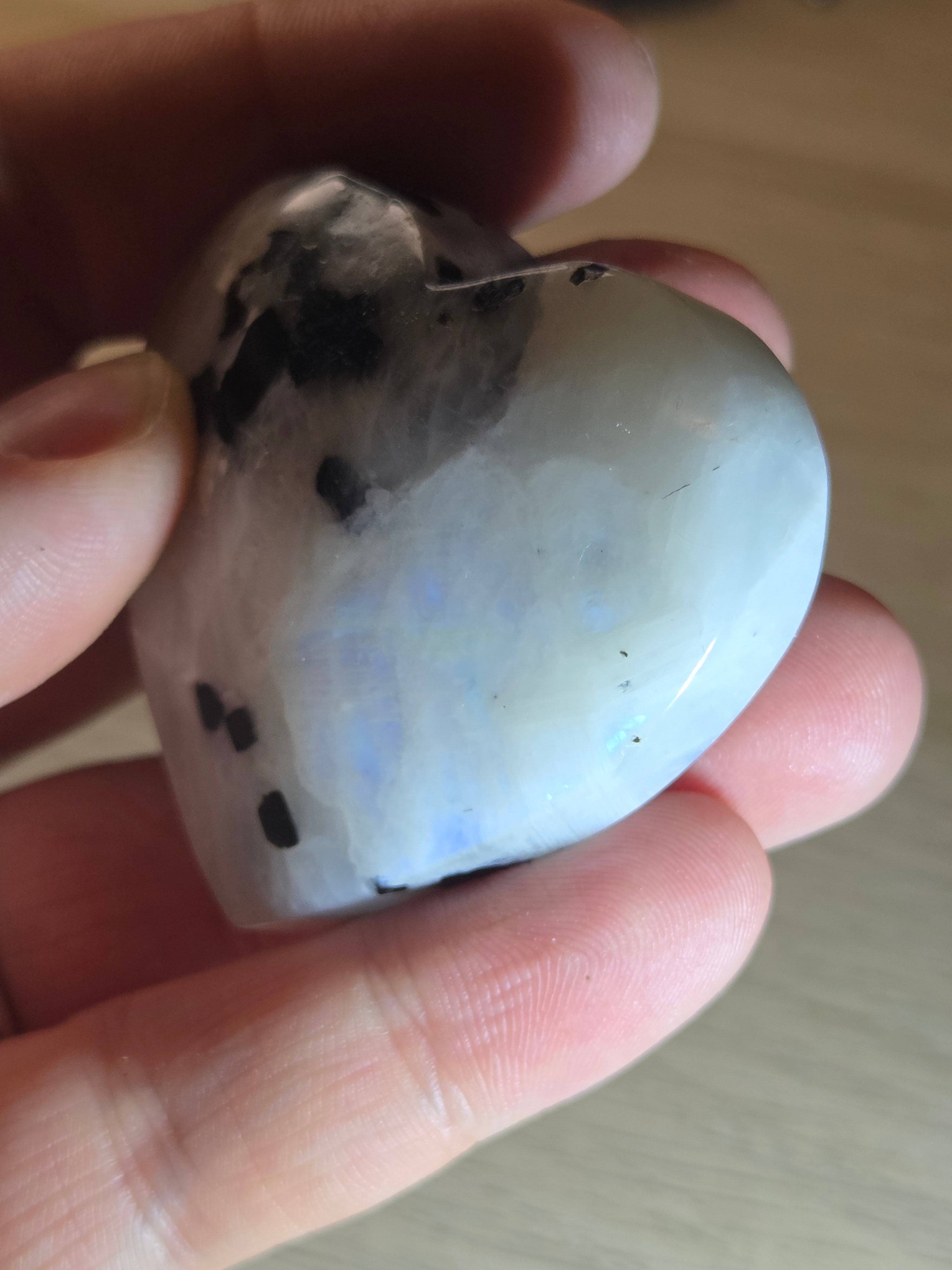 Rainbow moonstone crystal heart carving