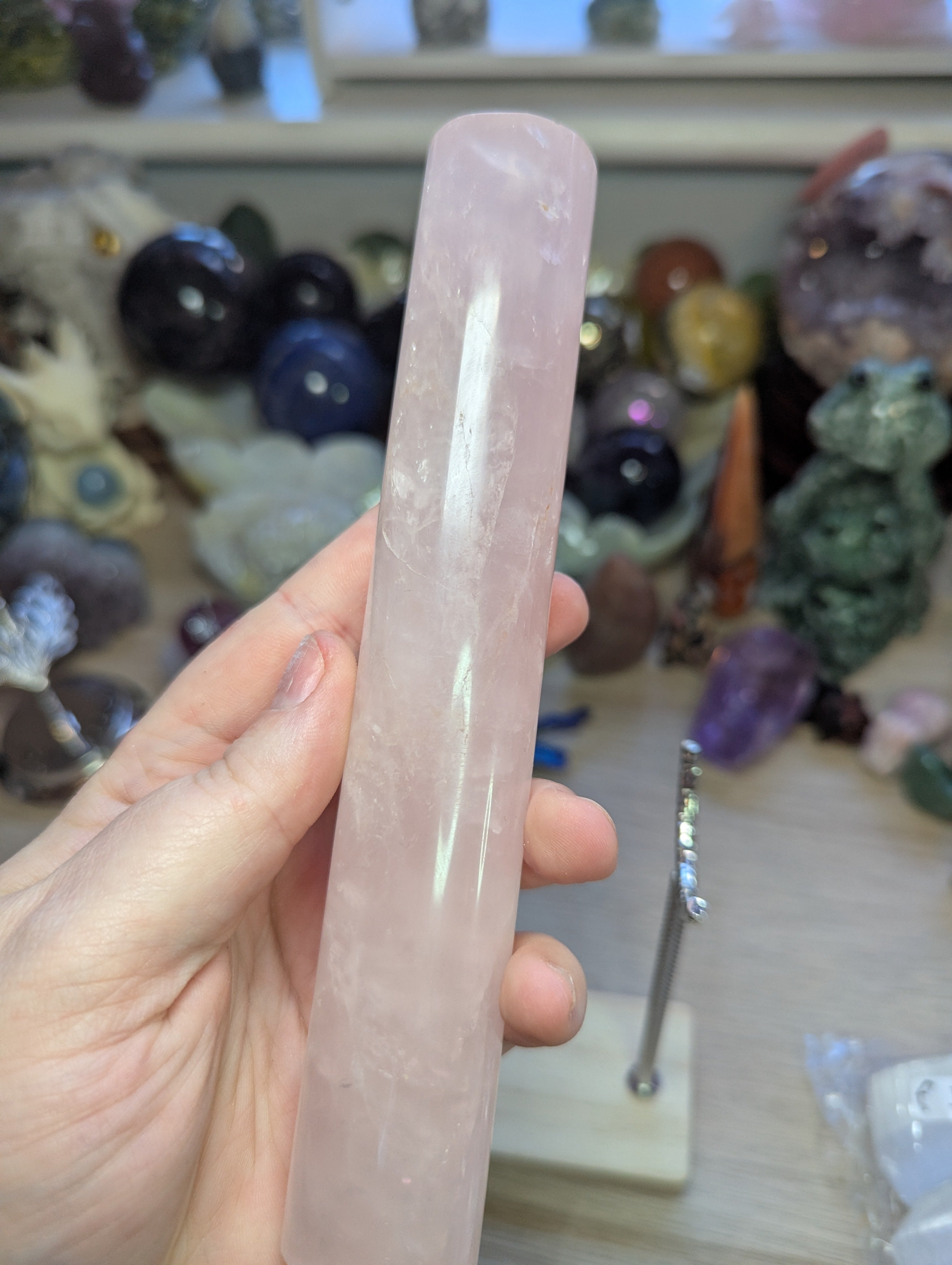 Rose quartz crystal bracelet stand