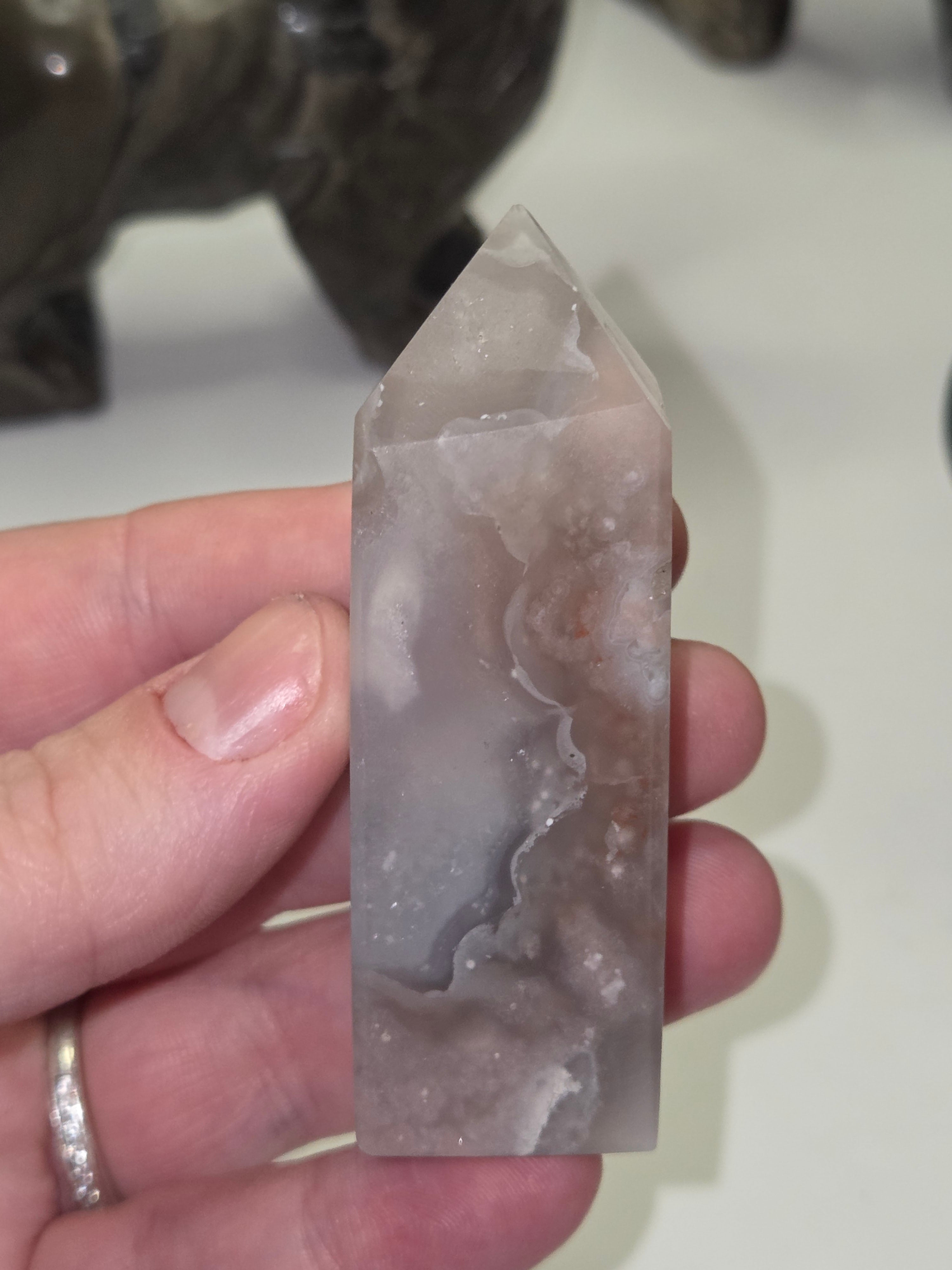 Beautiful flower agate crystal tower