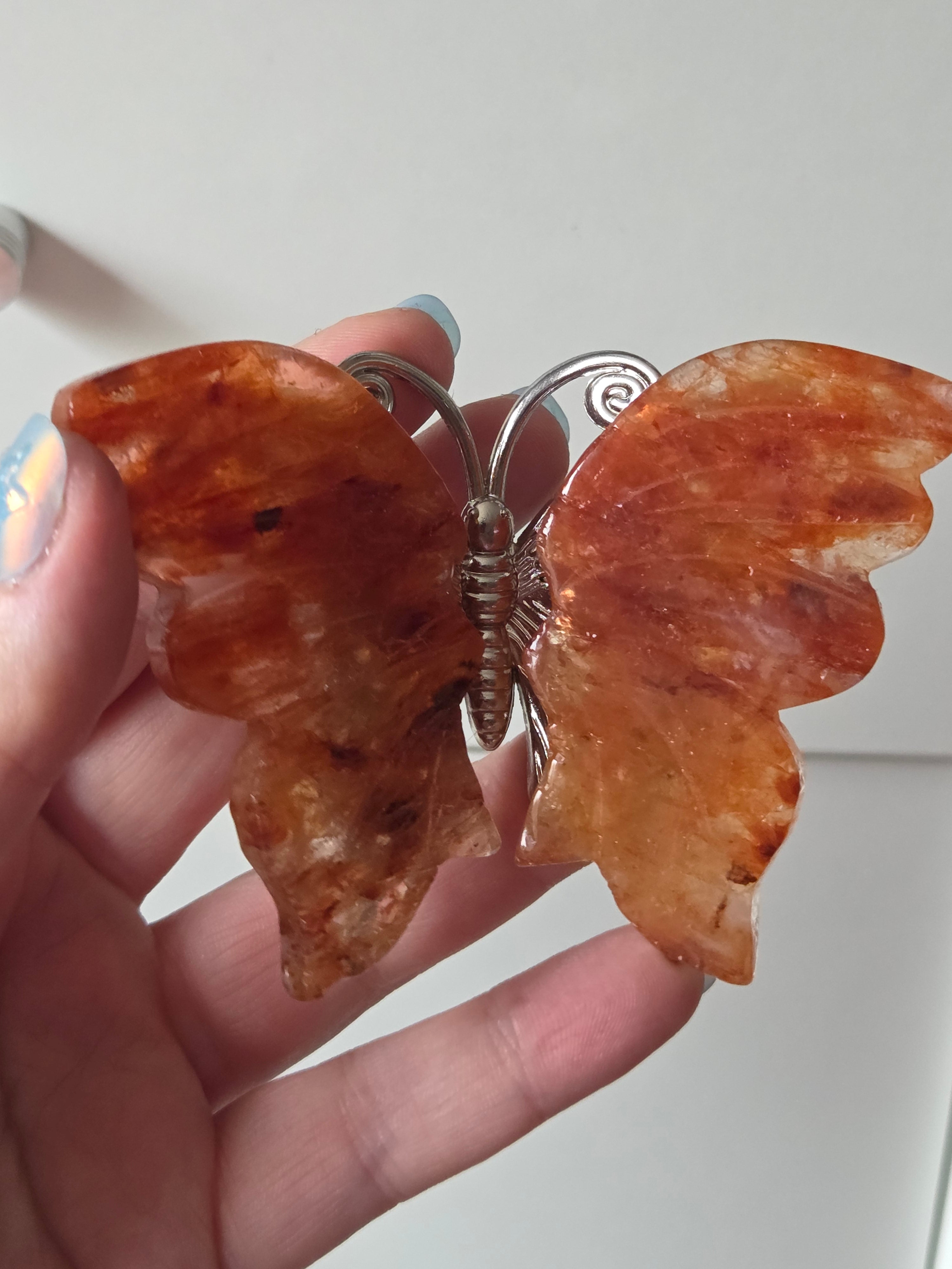 Fire quartz crystal butterfly