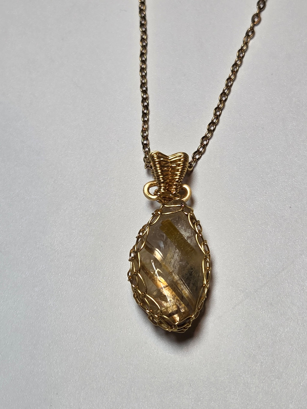 Golden Rutlile crystal Wire wrap necklace