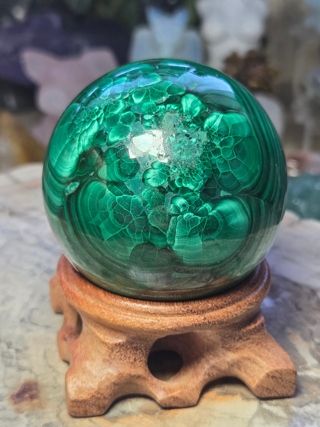 Malicite crystal sphere  5.4cm including stand
