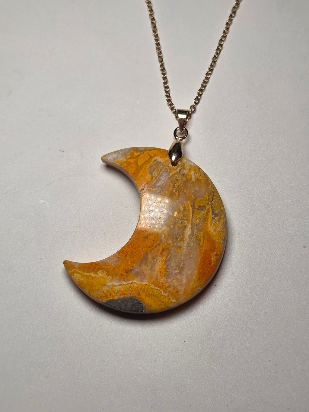 Bumblebee jasper crystal moon carving necklace