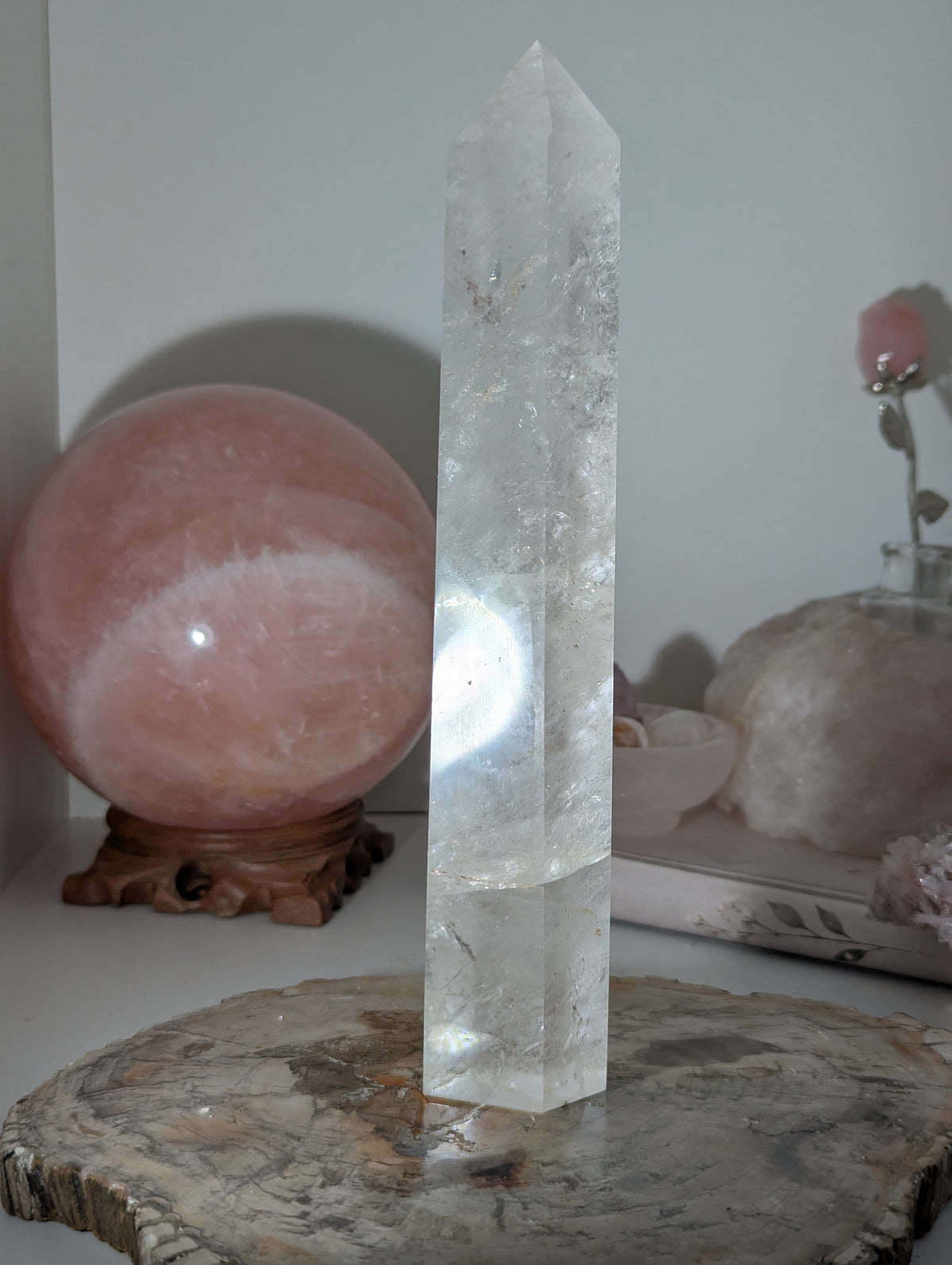 21.5cm clear quartz crystal tower