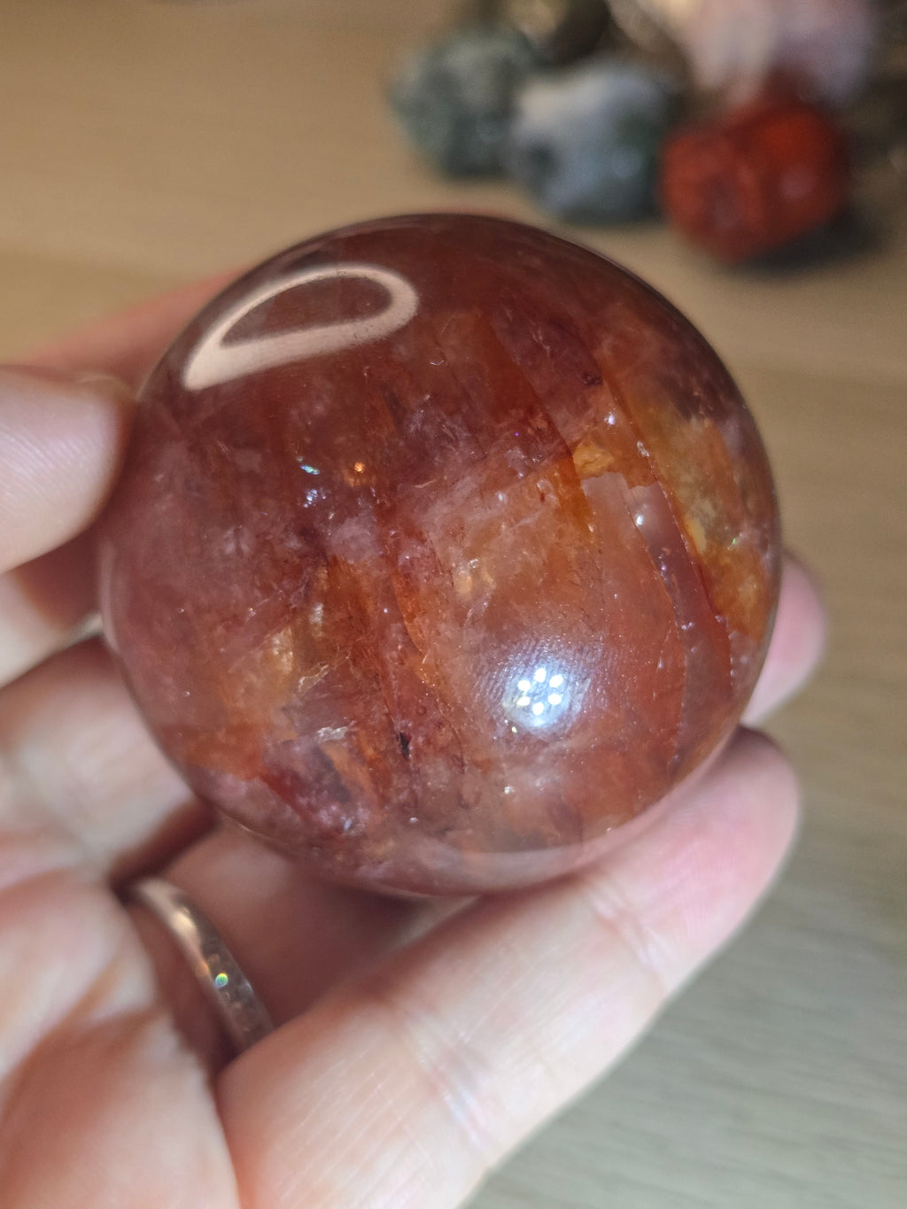 Fire quartz crystal sphere