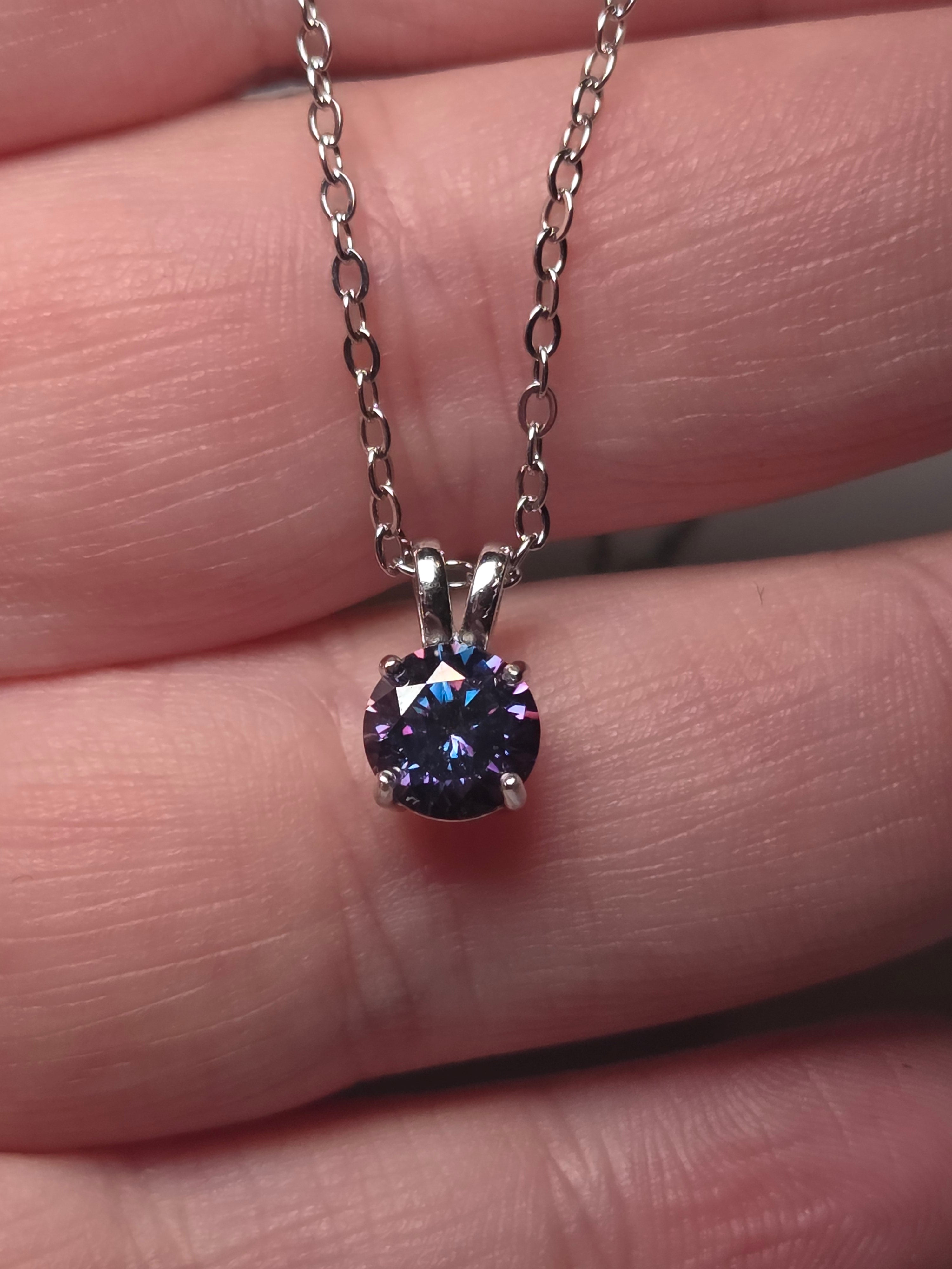 Purple Moissanite 2Carot diamond Necklace