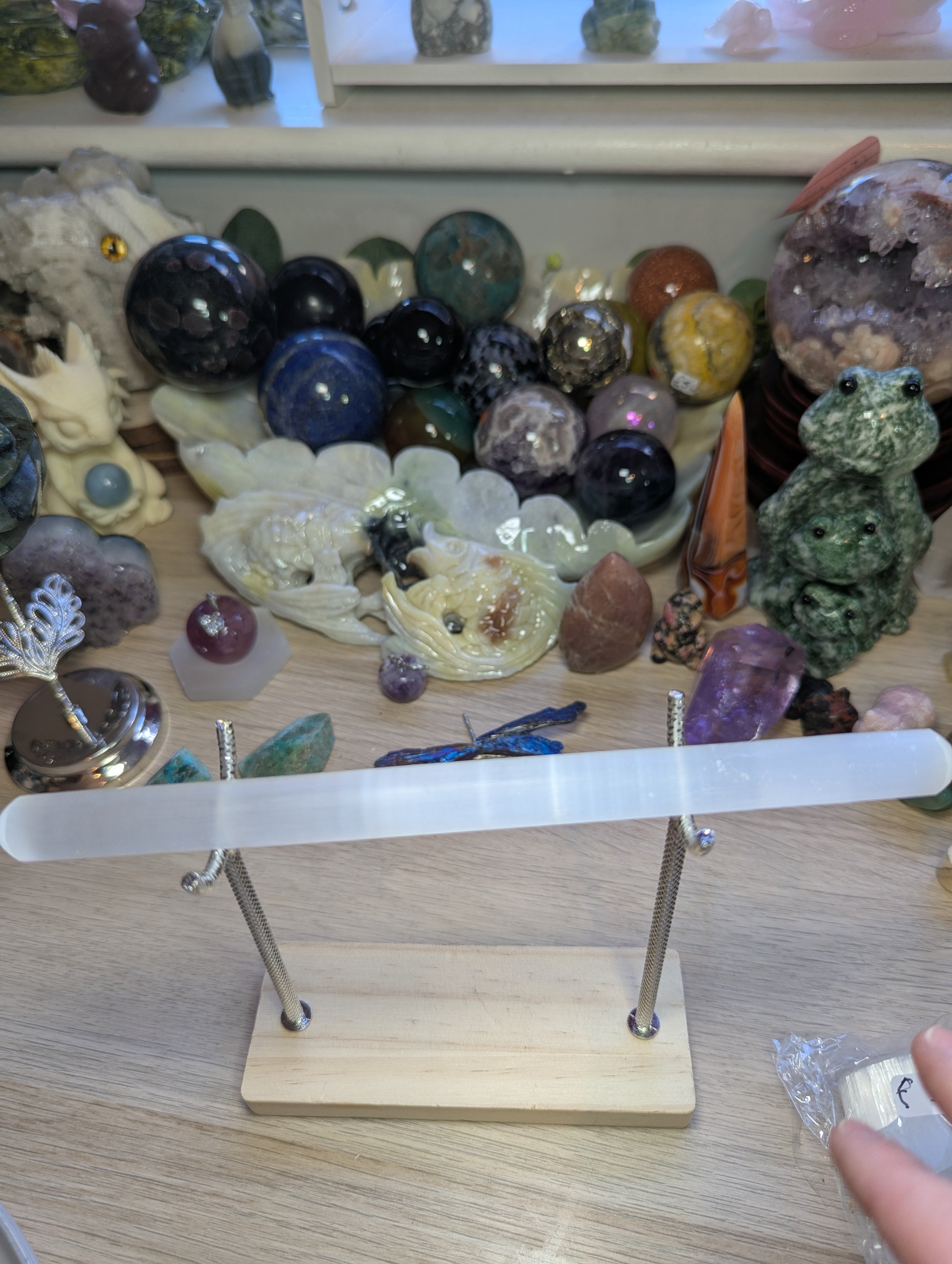 Selenite crystal ring stand