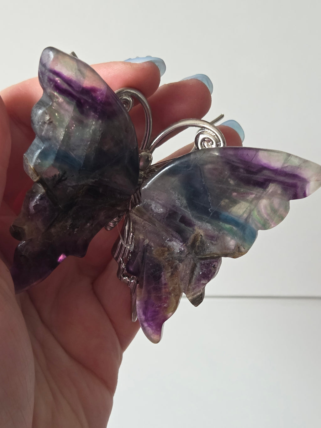 Beautiful rainbow flourite crystal butterfly
