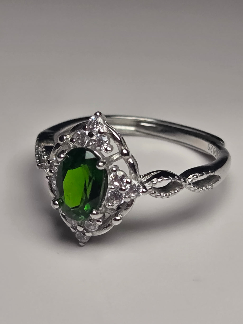 DIopside gemstone crystal Adjustable ring S295