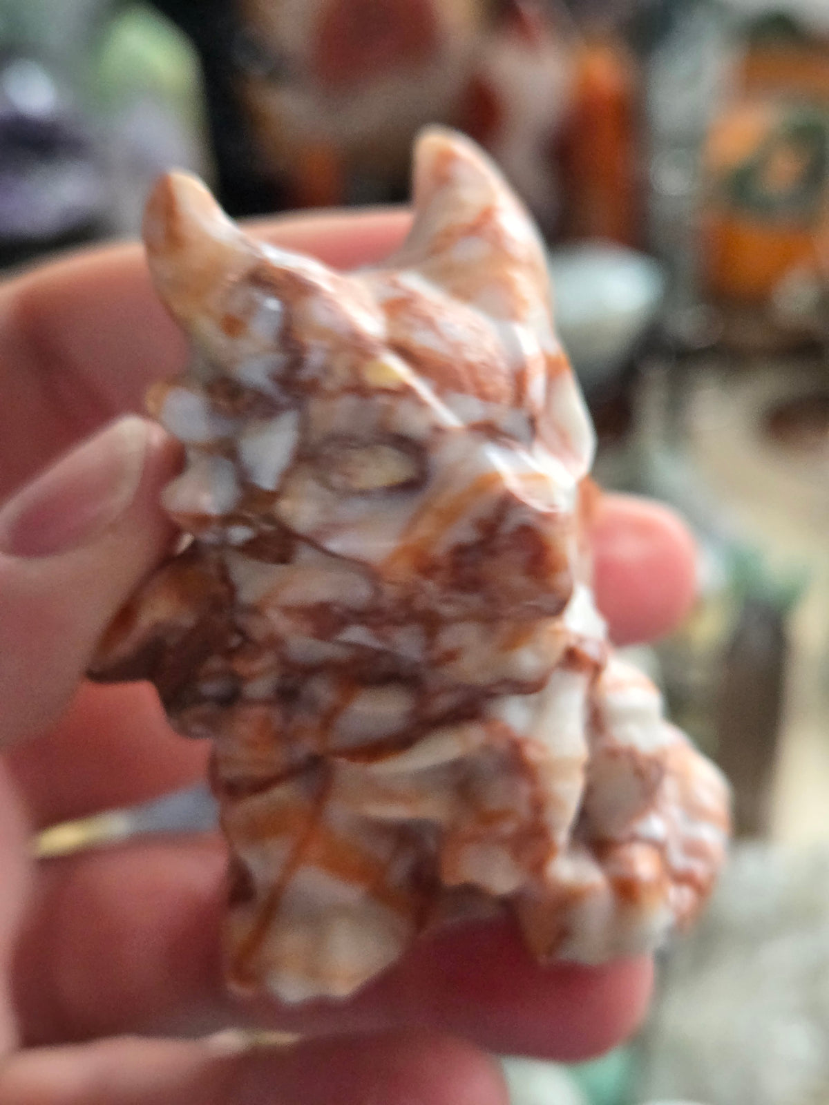 Red Vain Jasper Dragon carving