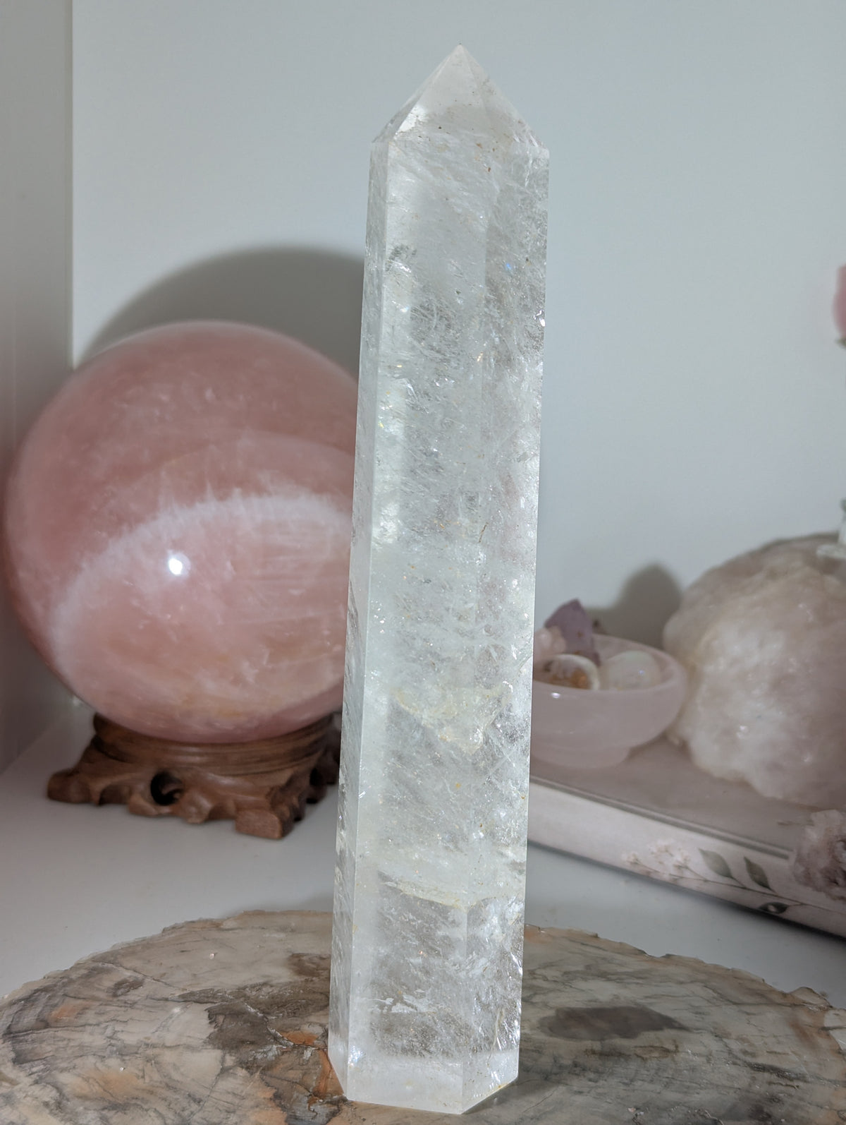 21.5cm clear quartz crystal tower