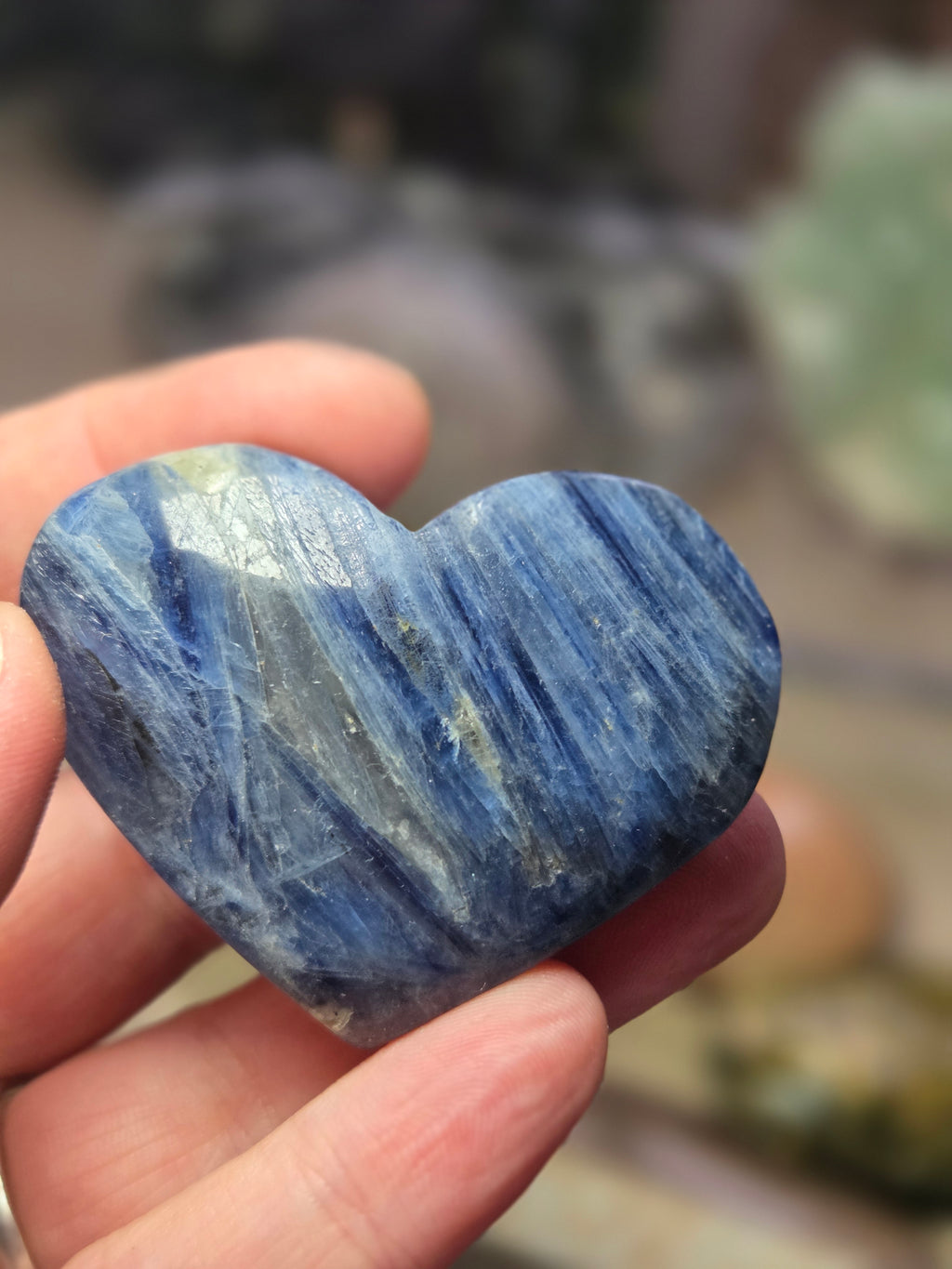 Kyanite crystal heart carving