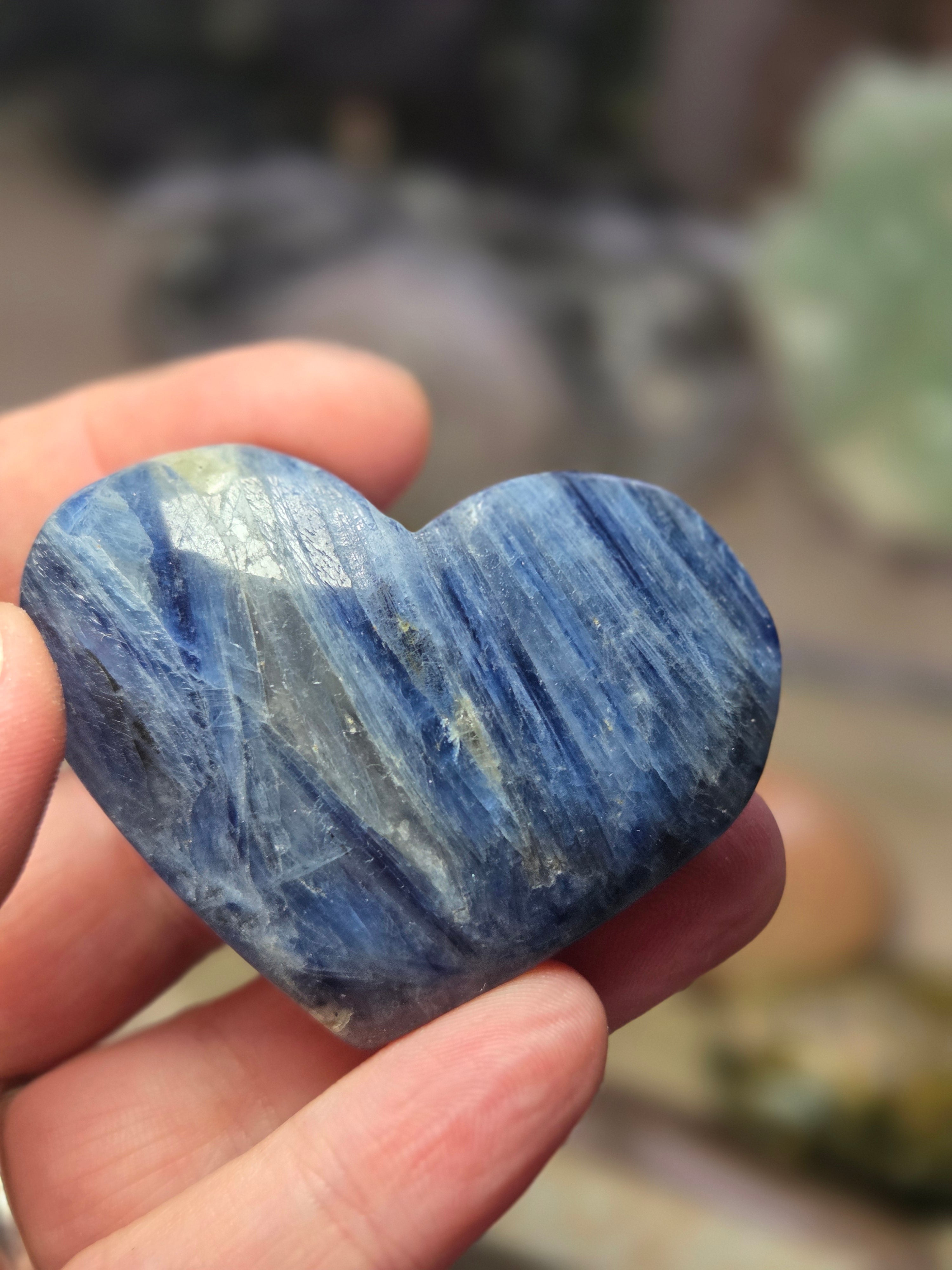 Kyanite crystal heart carving