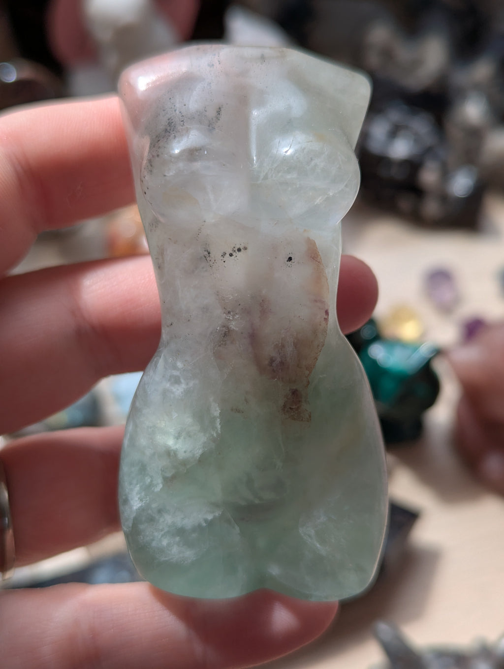Flourite crystal  lady body carving