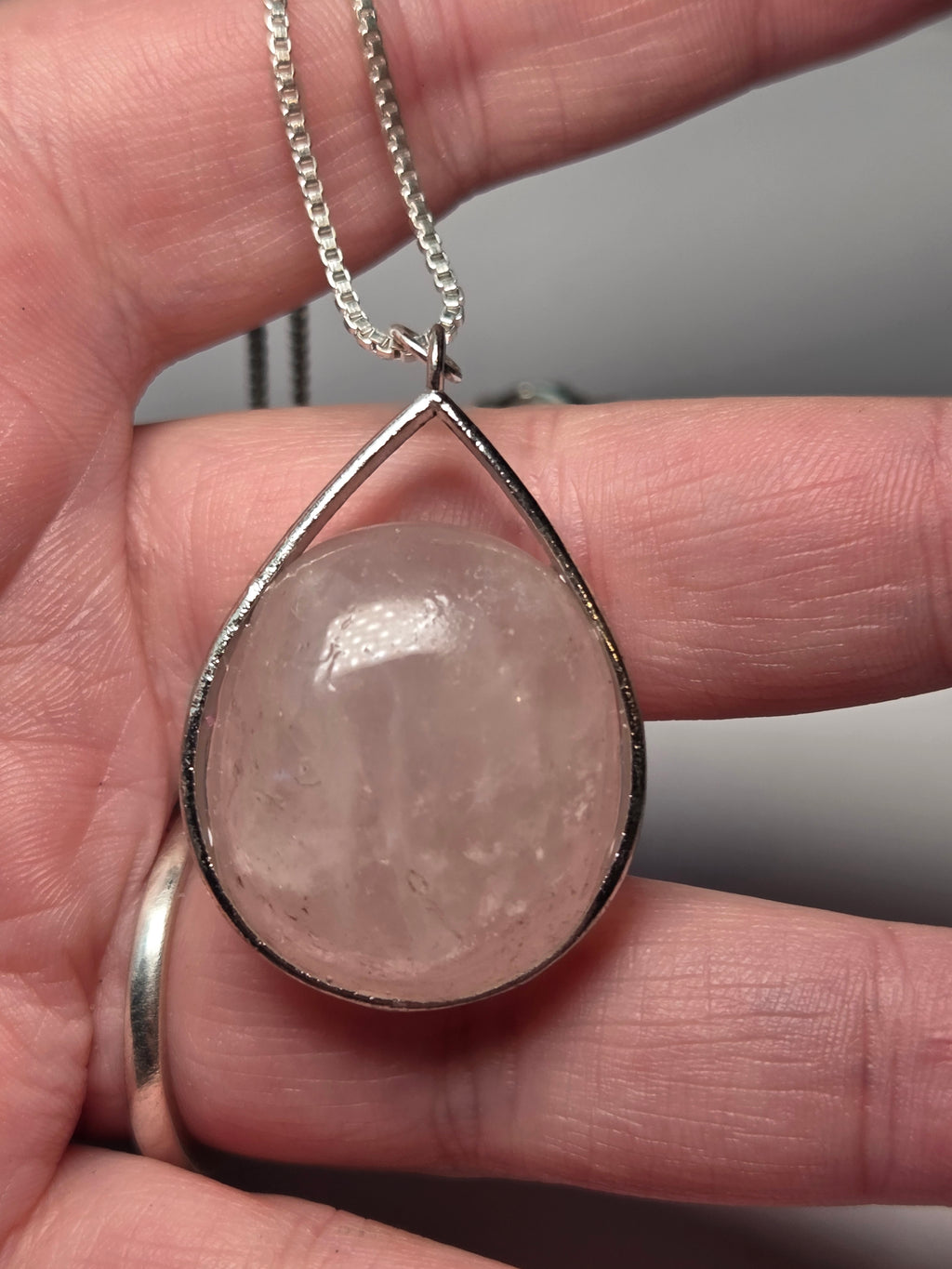 Rose quartz crystal handmade necklace