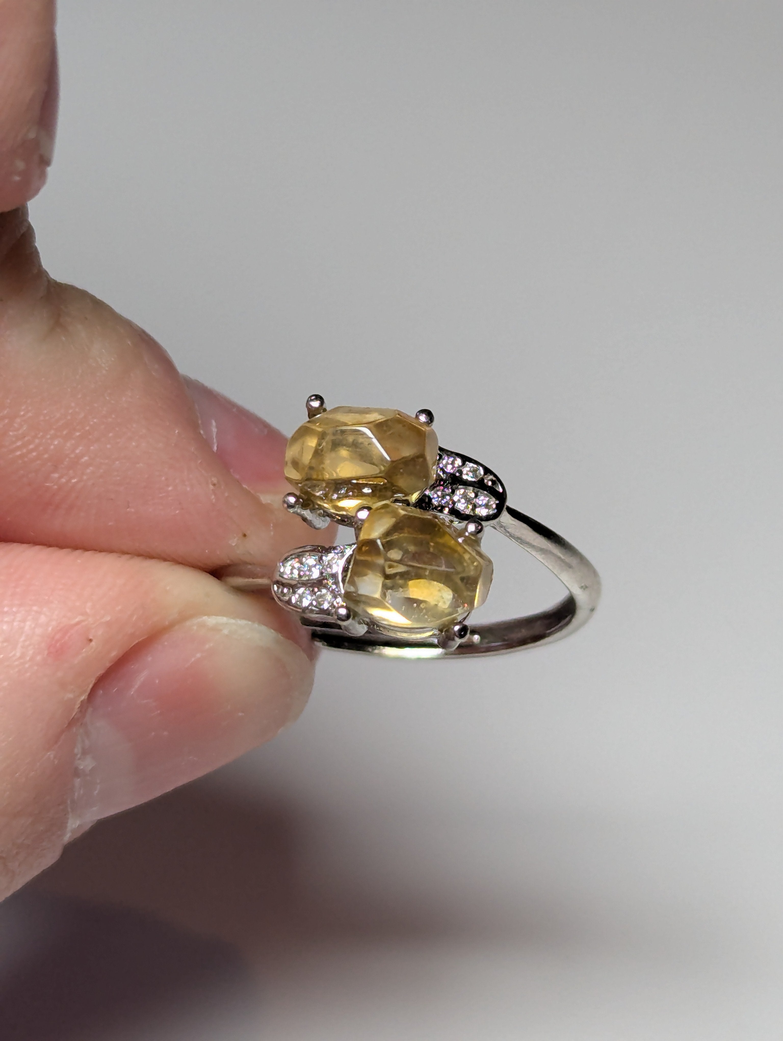 Citrein crystal adjustable S295 Ring