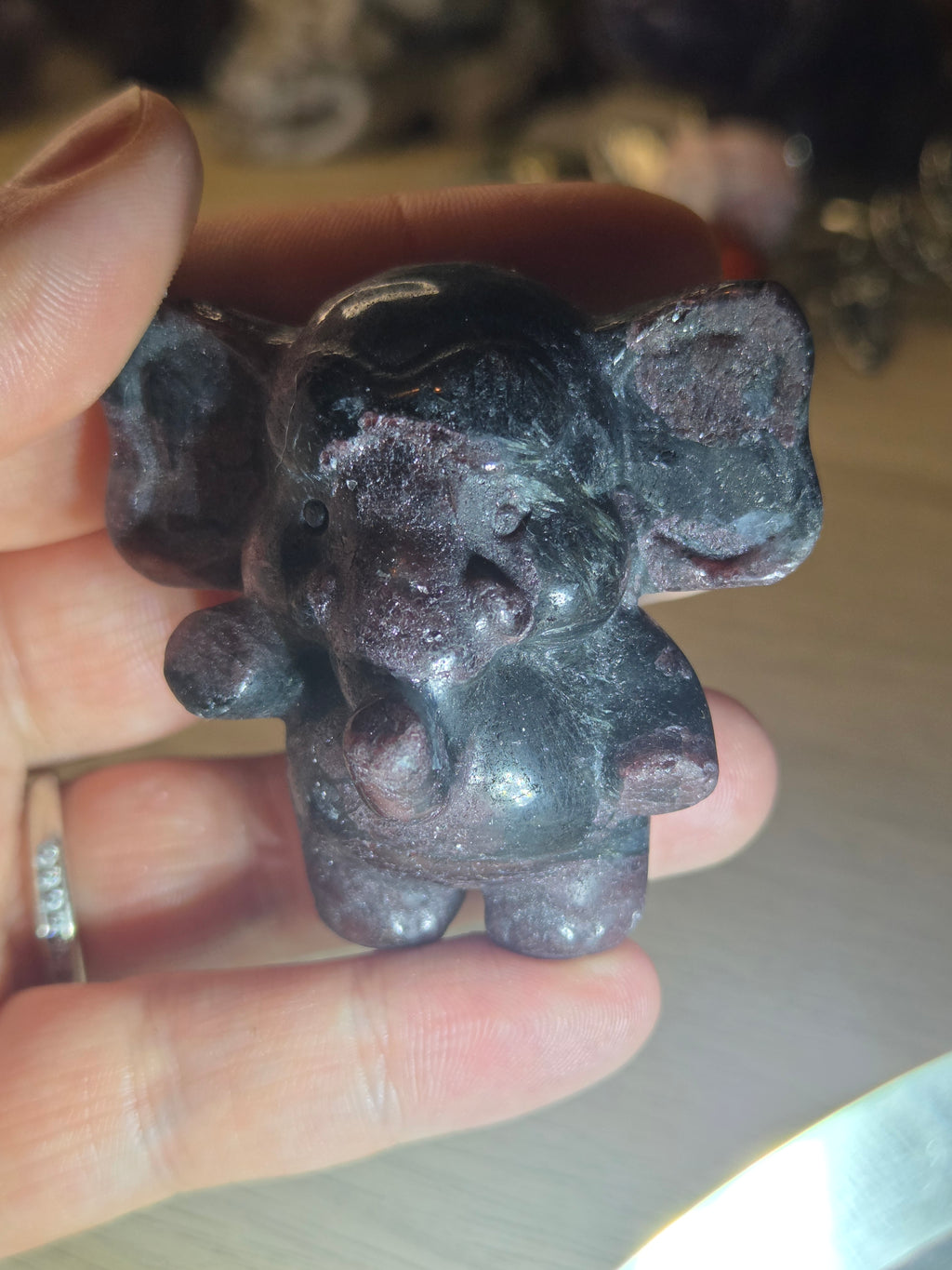 Garnet crystal Elephant carving