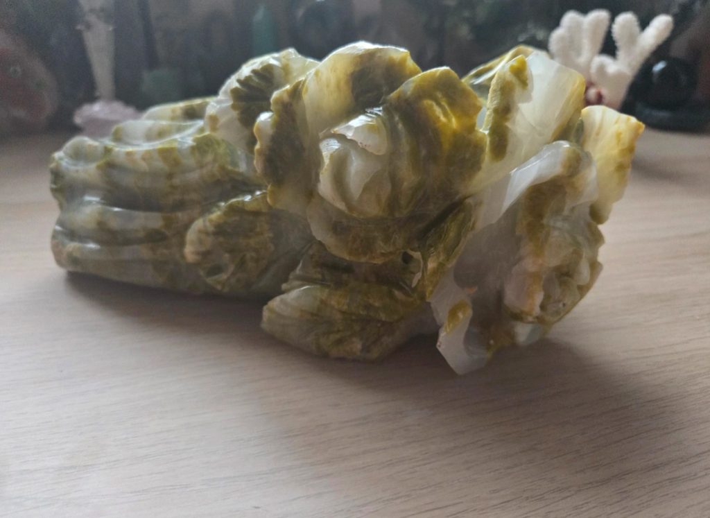 Sale - Green jade flower and tree stump 50% off when checkout