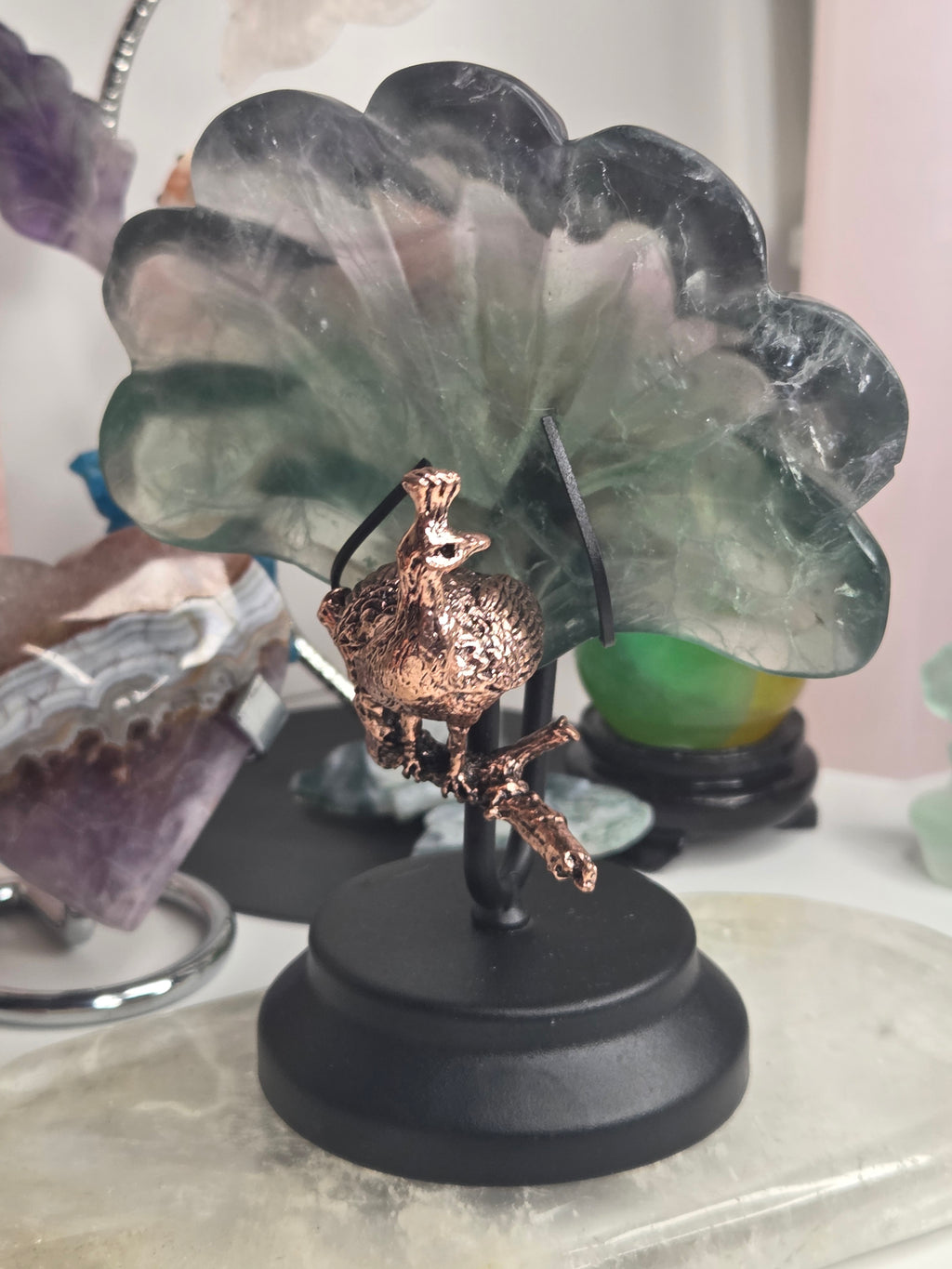 Amazing  Flourite crystal peacock crystal and stand