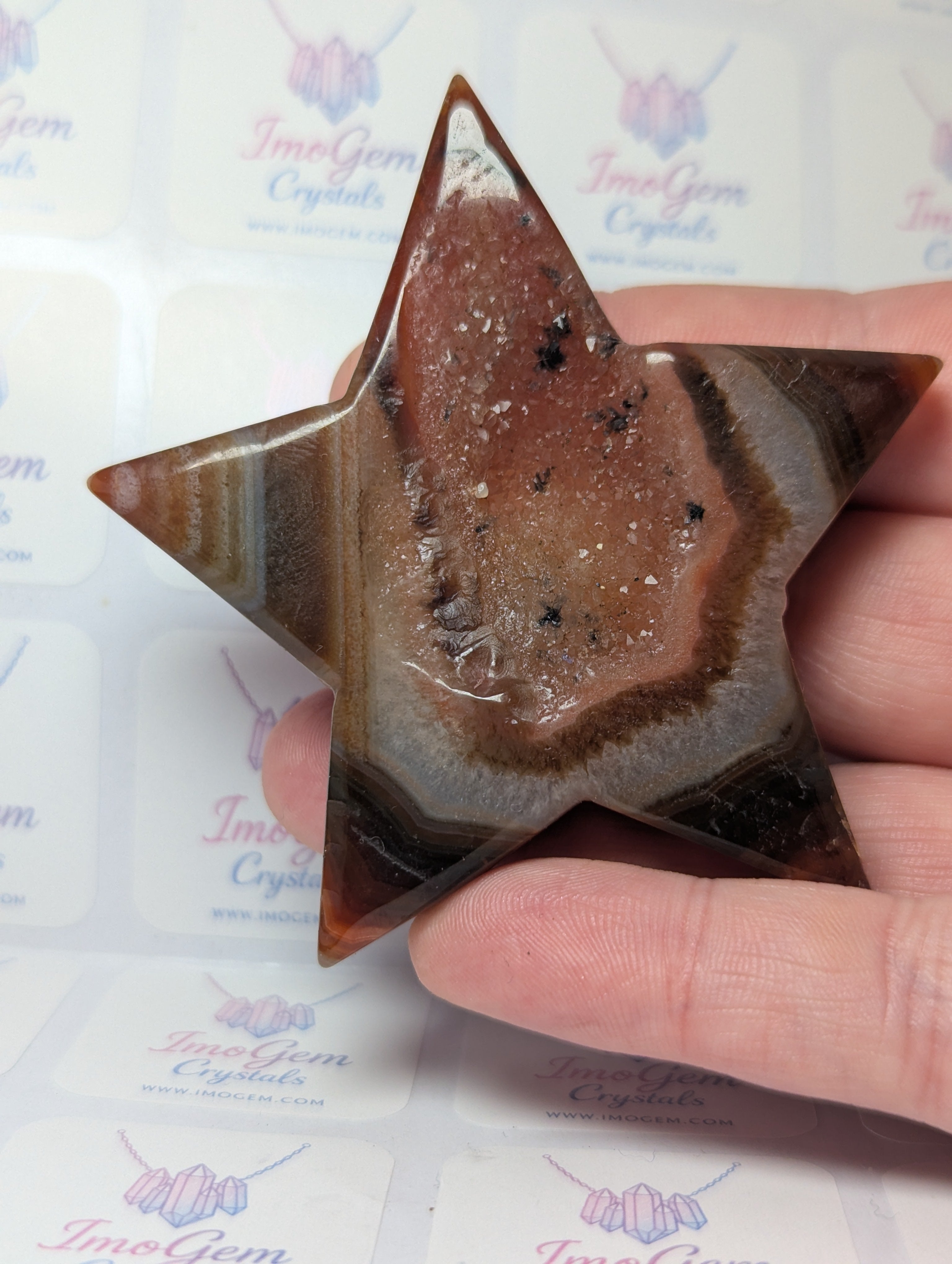 Sardonyx crystal star with duzy