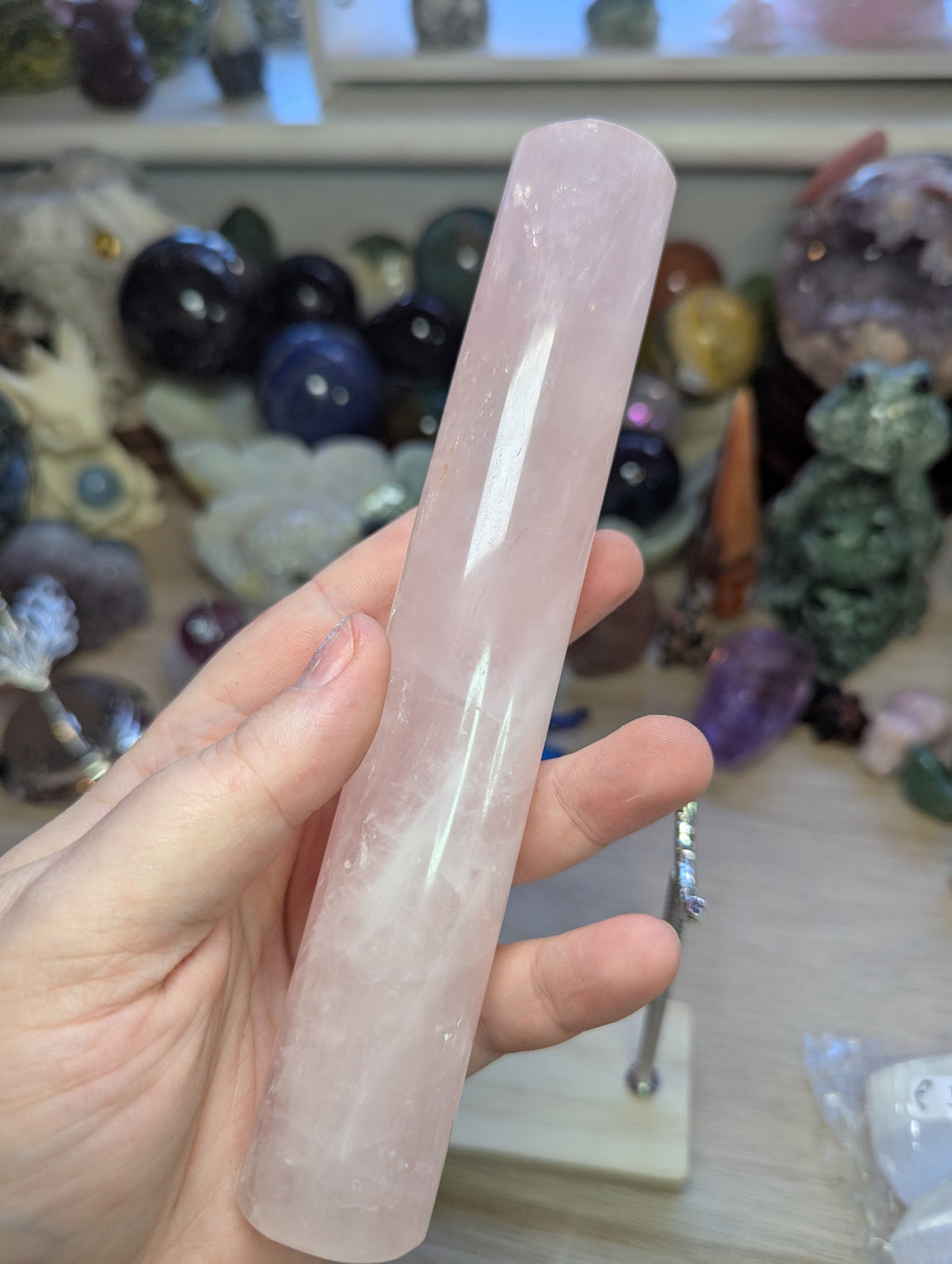 Rose quartz crystal bracelet stand
