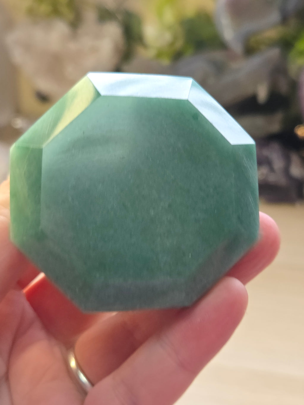 Beautiful Green Aventurine crystal diamond carving
