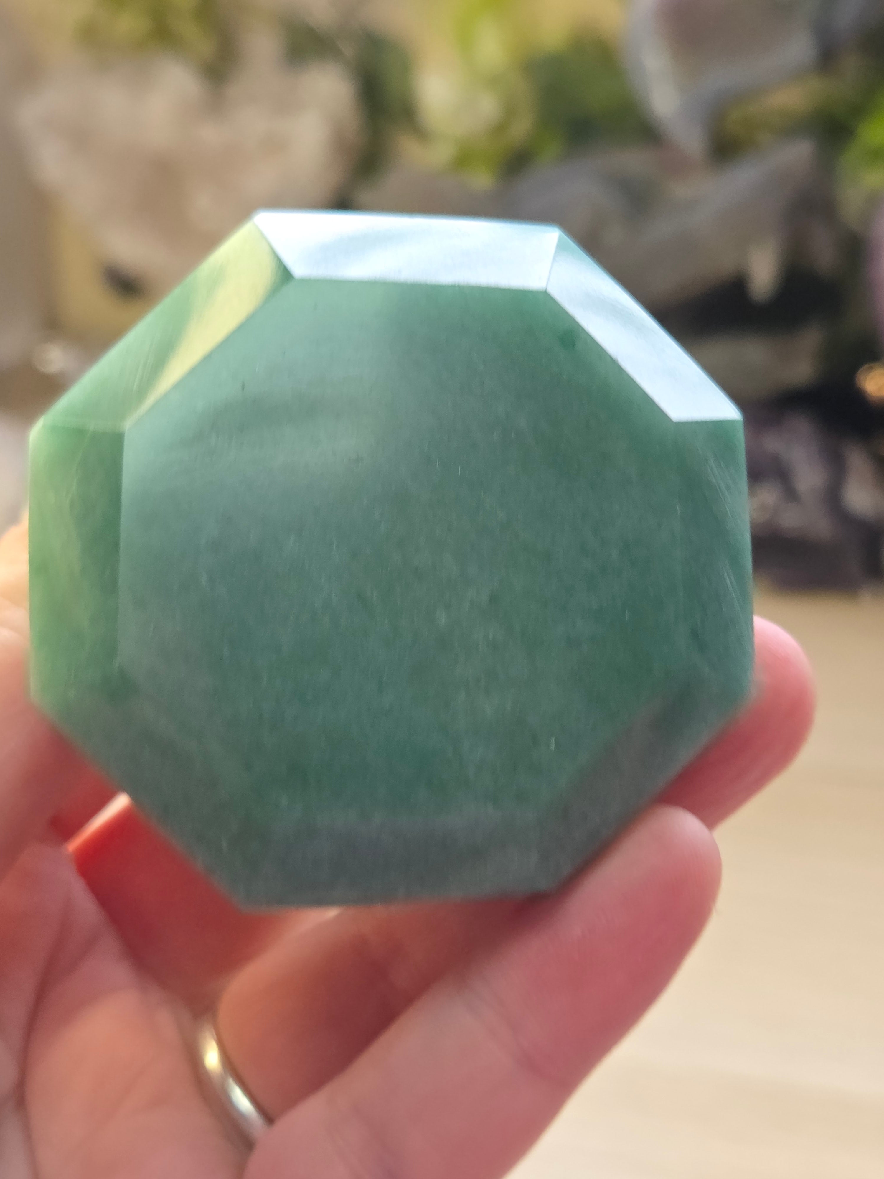 Beautiful Green Aventurine crystal diamond carving