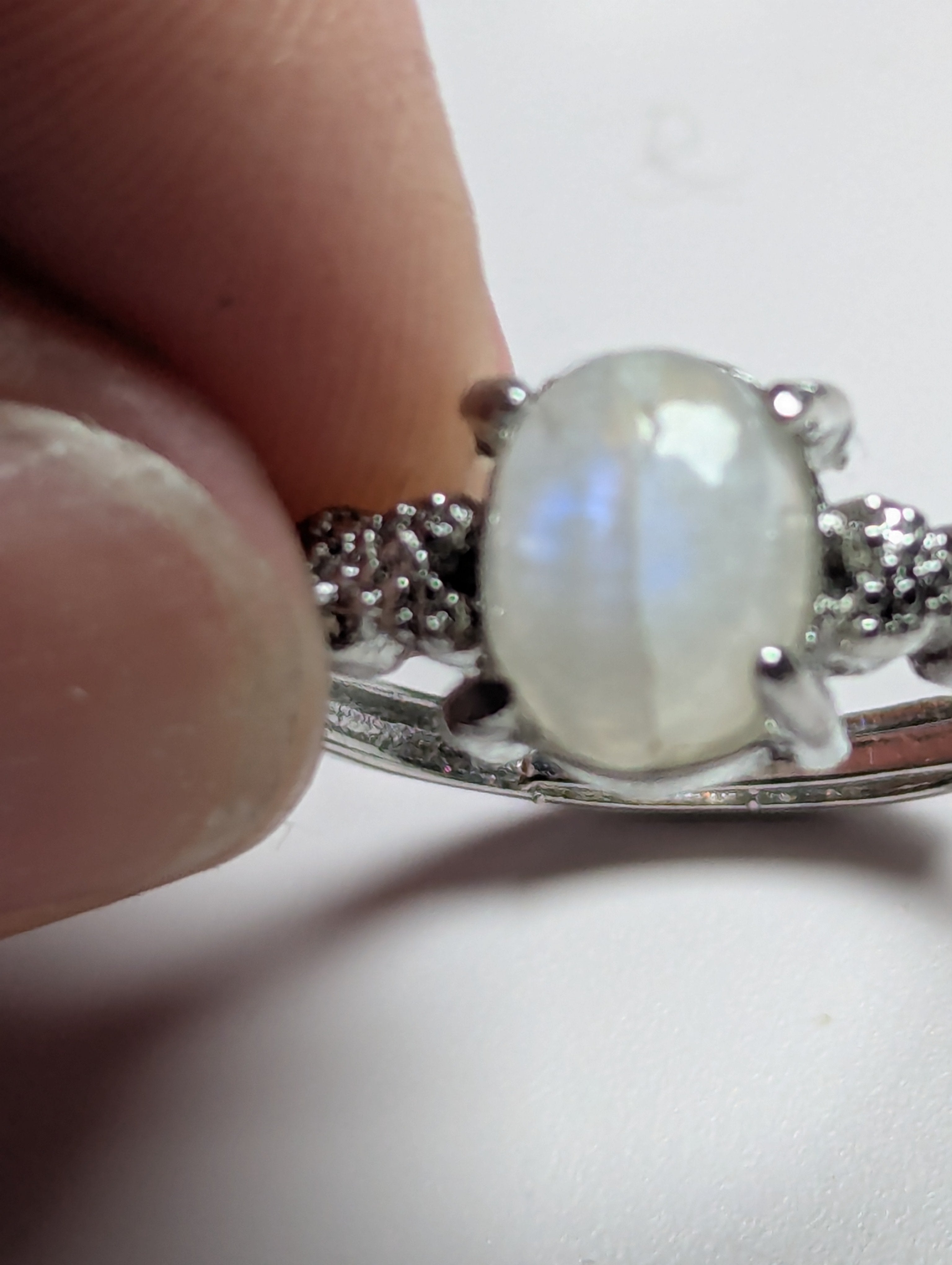 Moonstone crystal adjustable ring