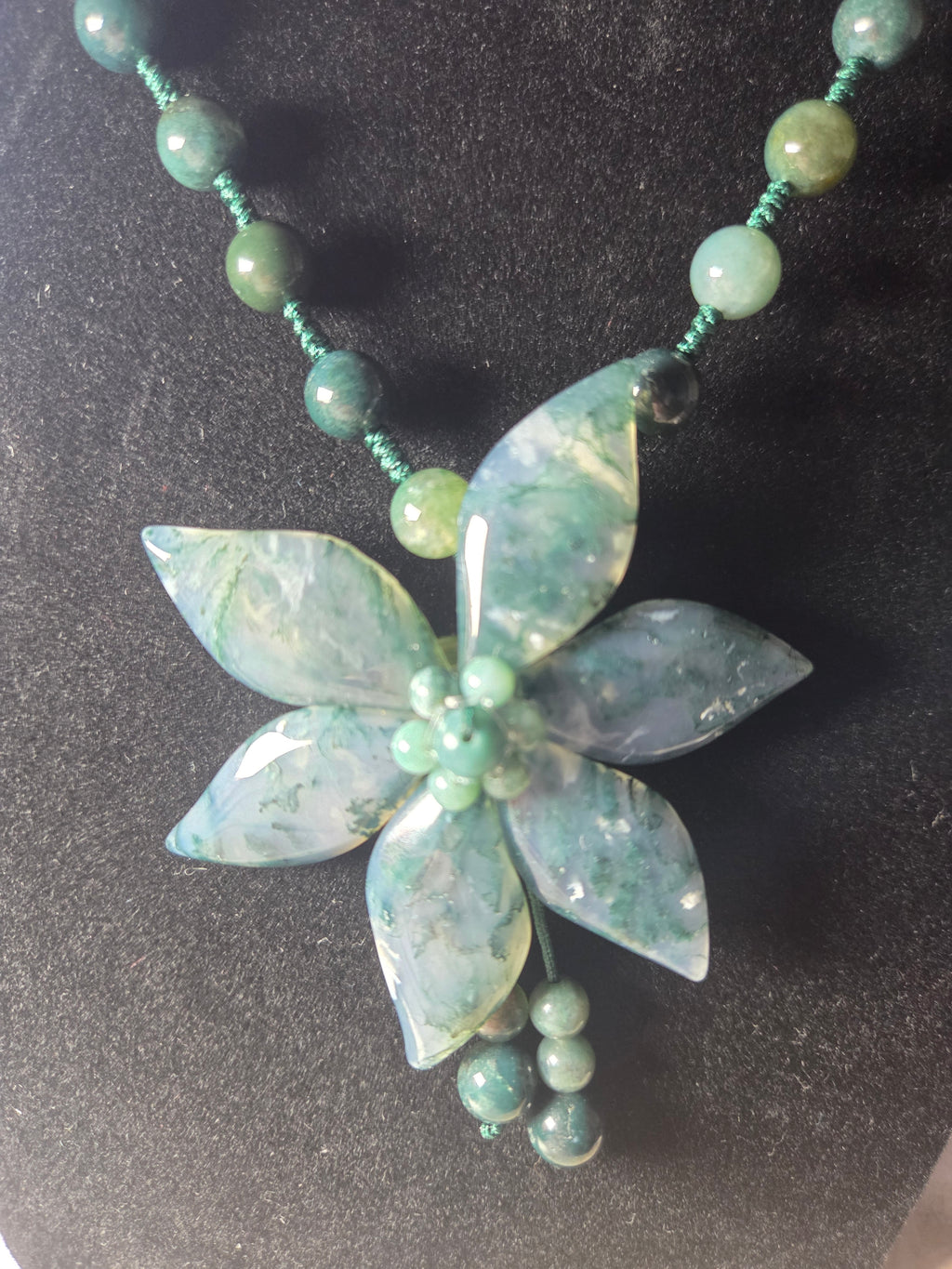 Amazing  grade AAA Moss agate crystal long  necklace
