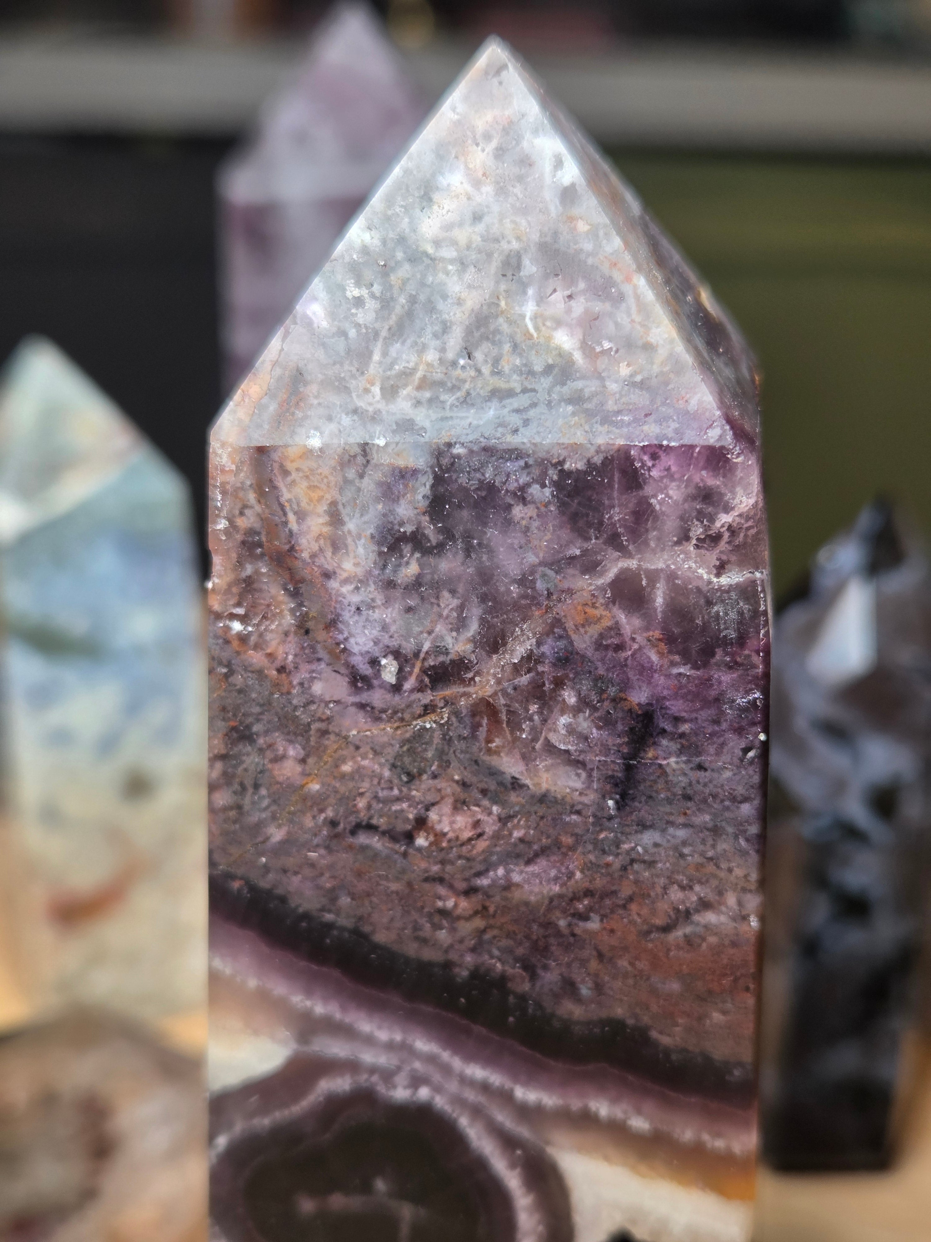 Root flourite crystal tower with duzy