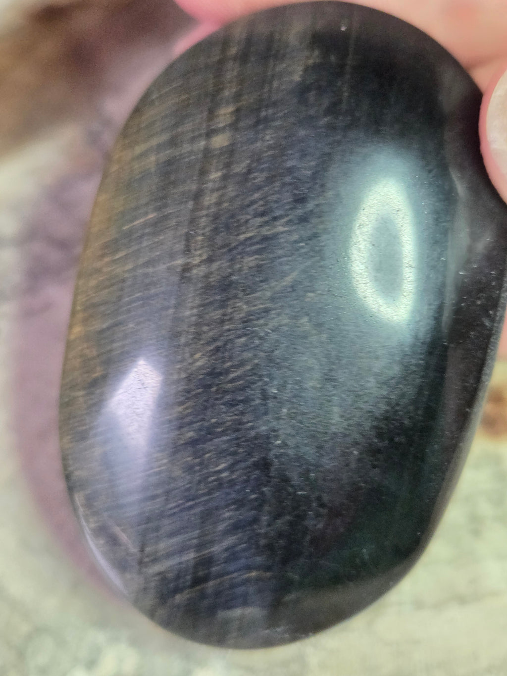 Blue tigers eye crystal palm stone