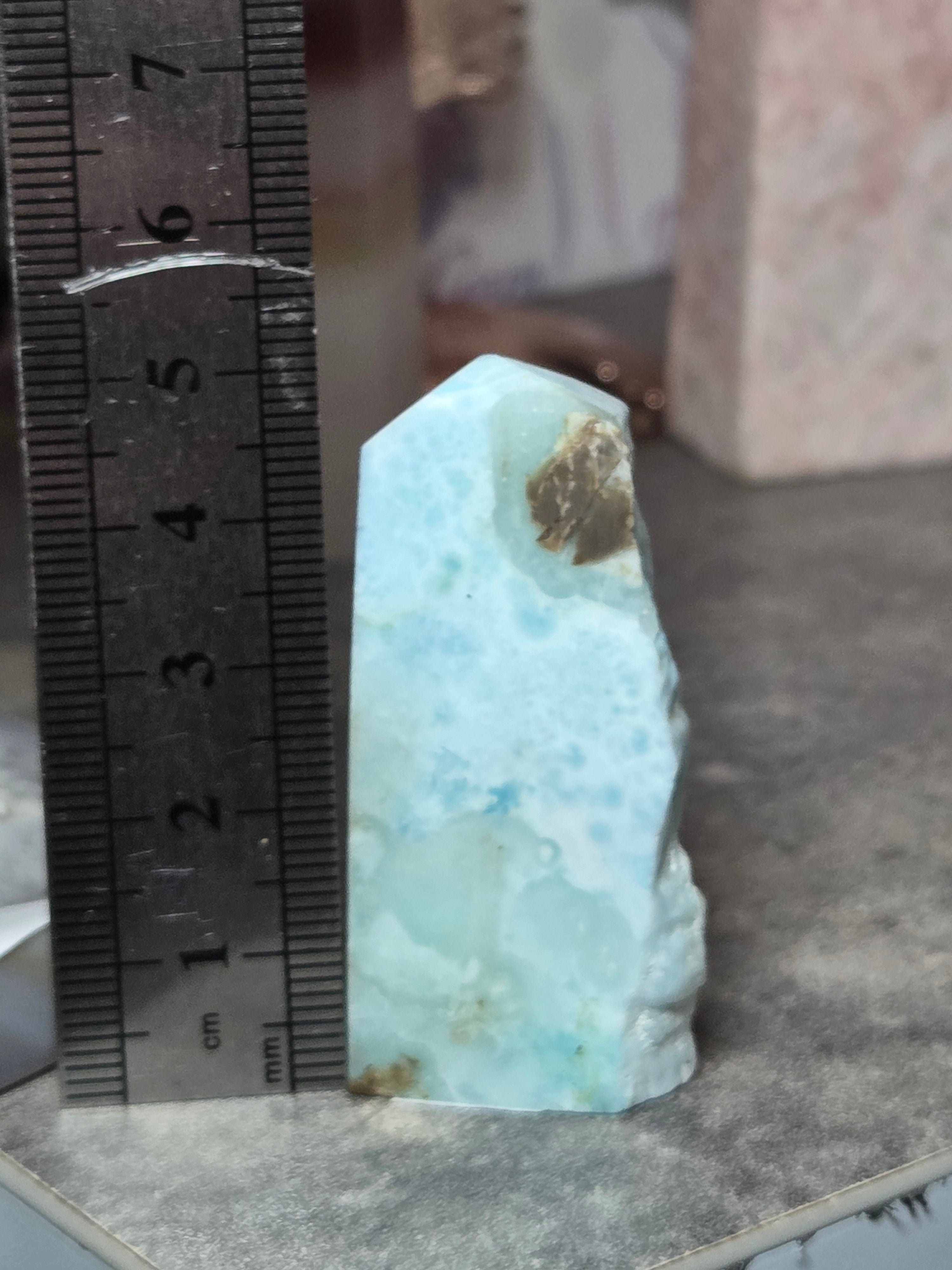 Natural  Larimar crystal tower  part raw