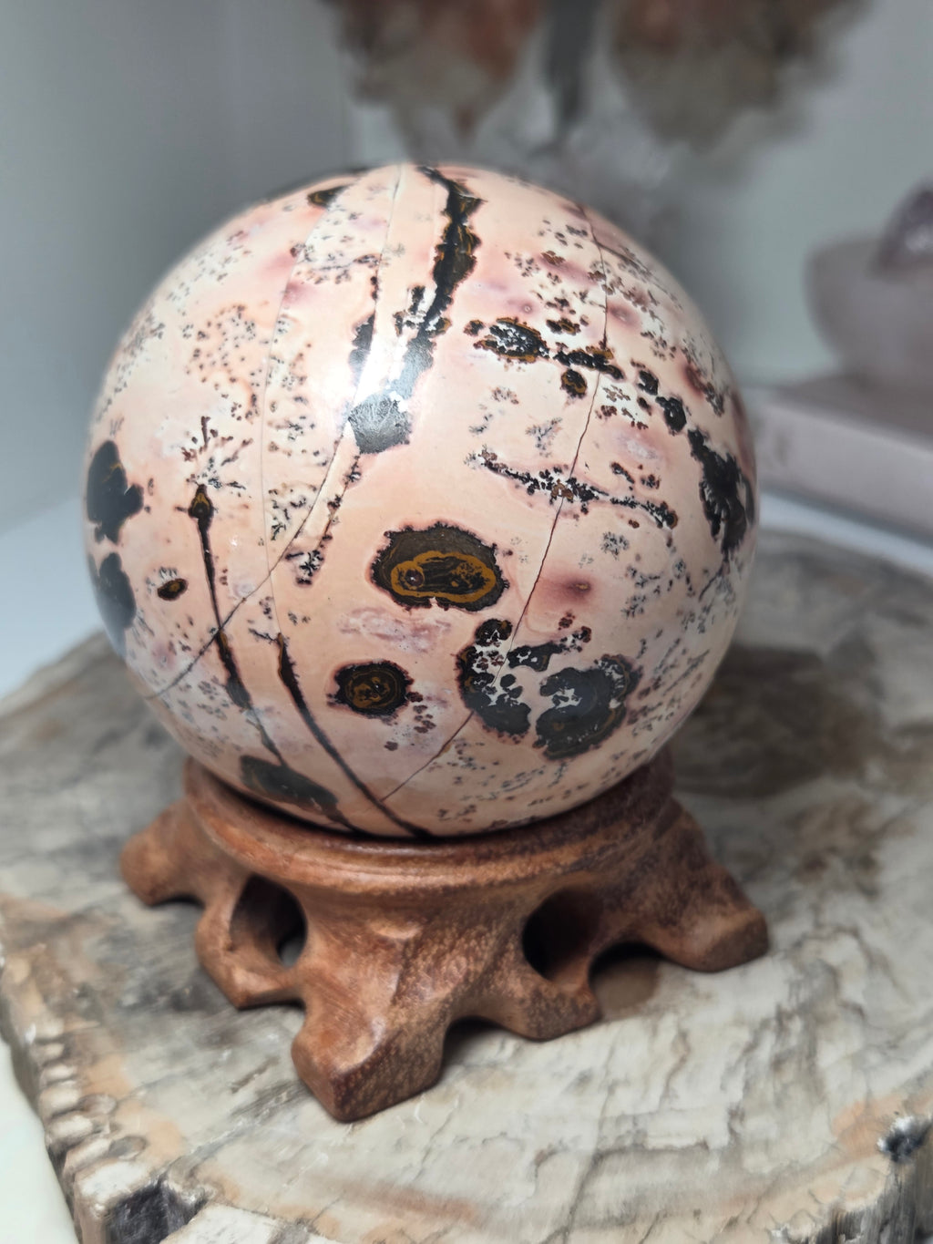 Pink picture Jasper crystal sphere