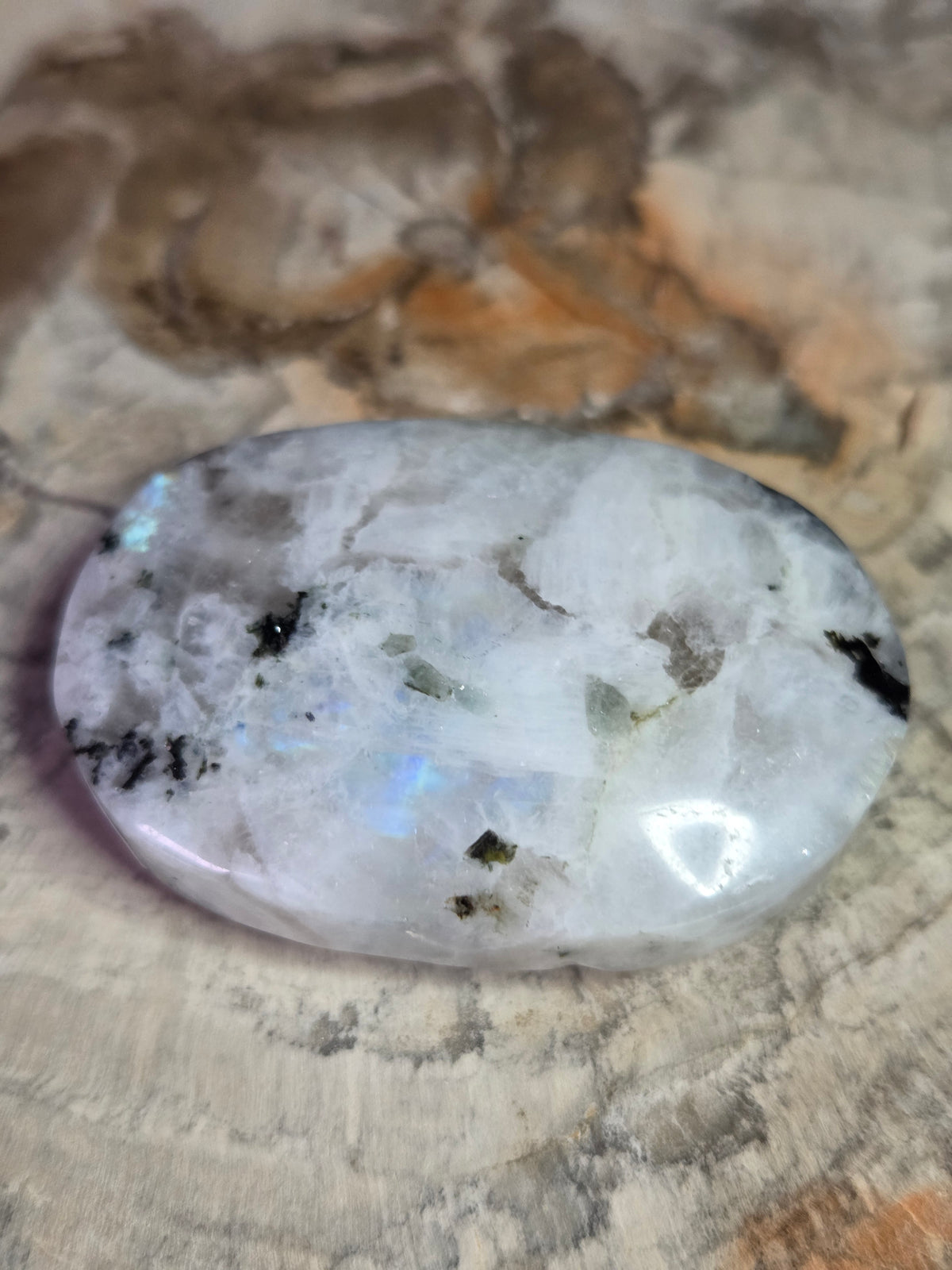 Rainbow moonstone crystal palmstone