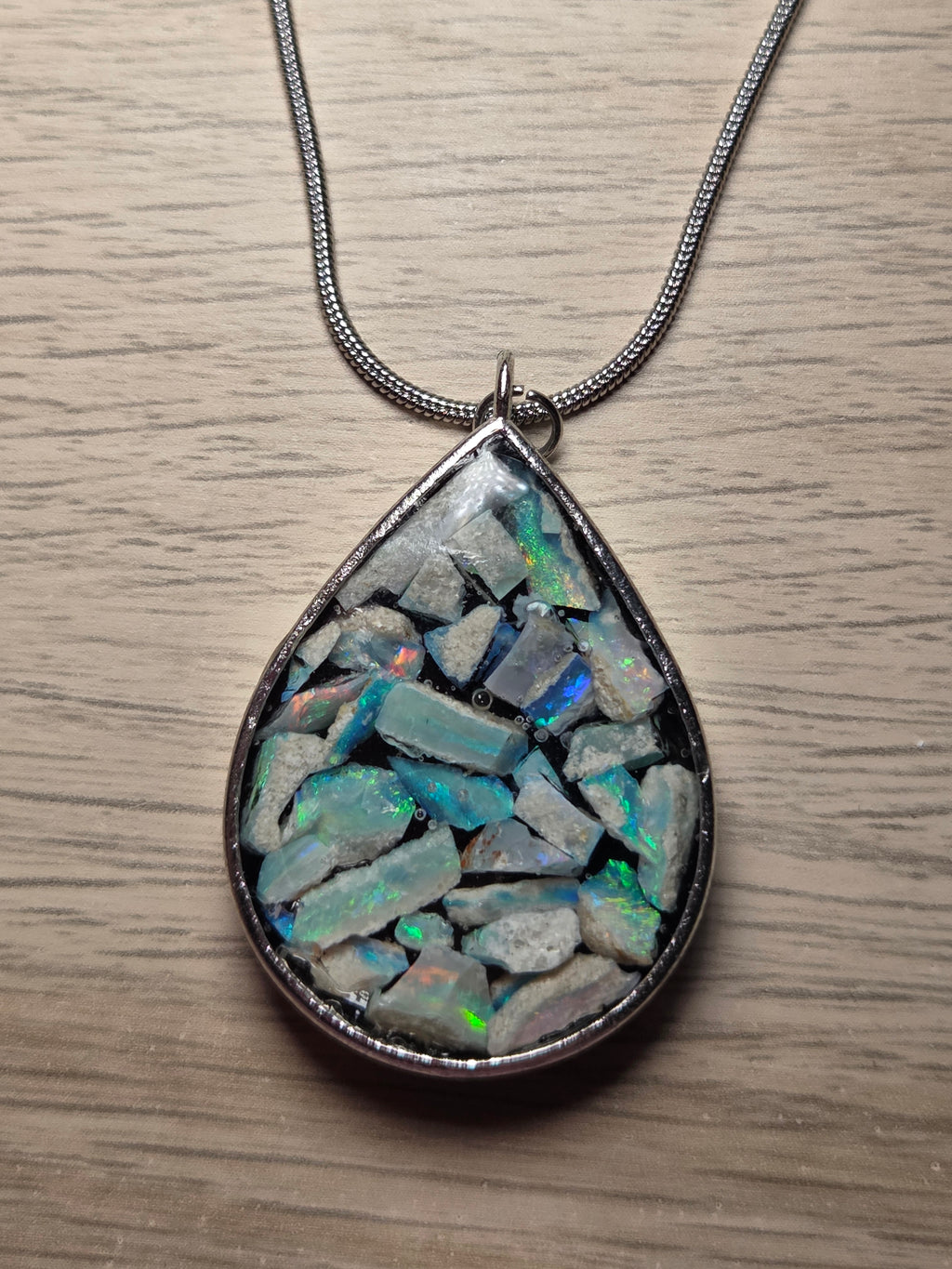 Australian opal crystal handmade necklace set in resin