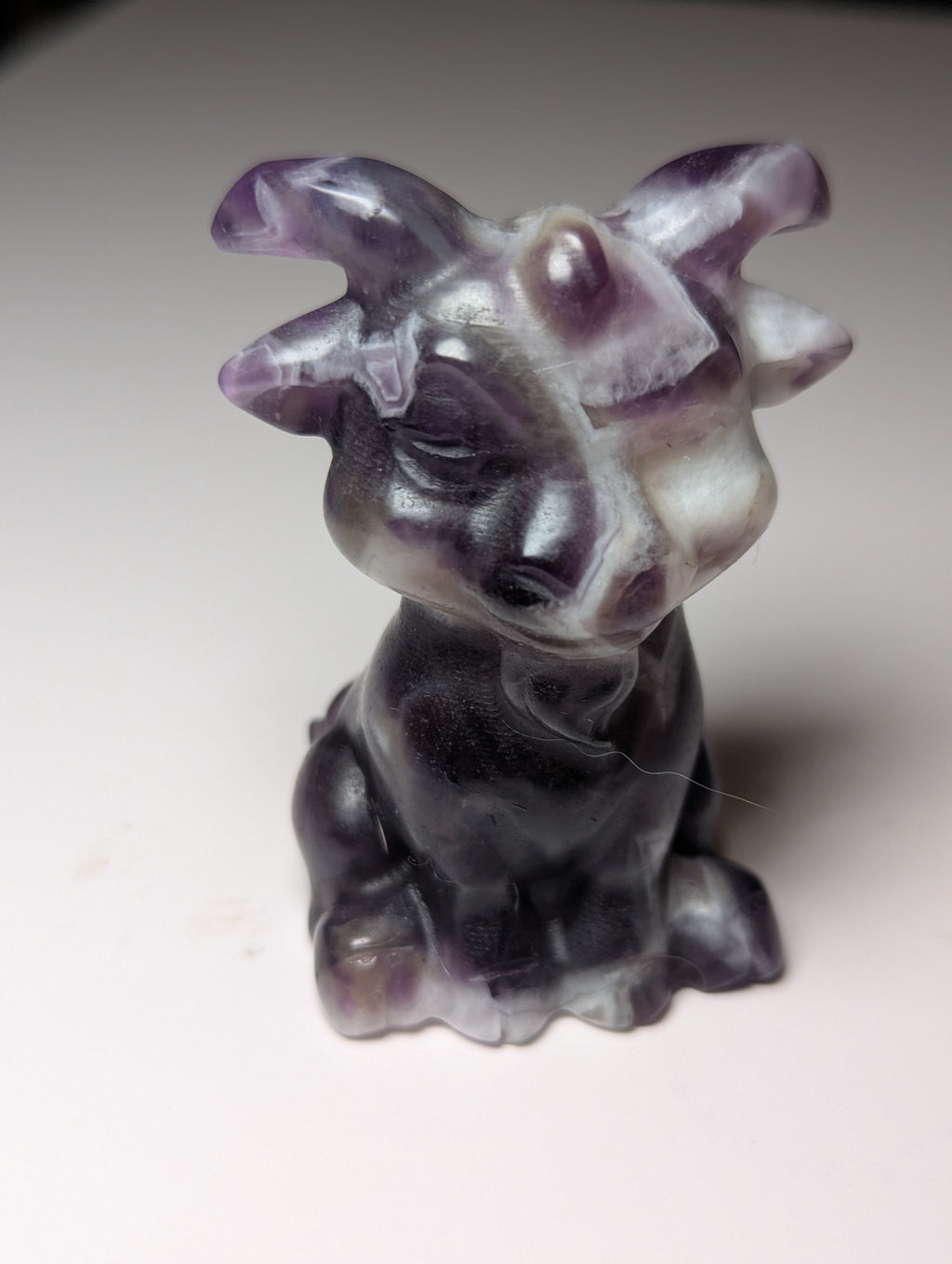 Dream Amethyst crystal Goat carving