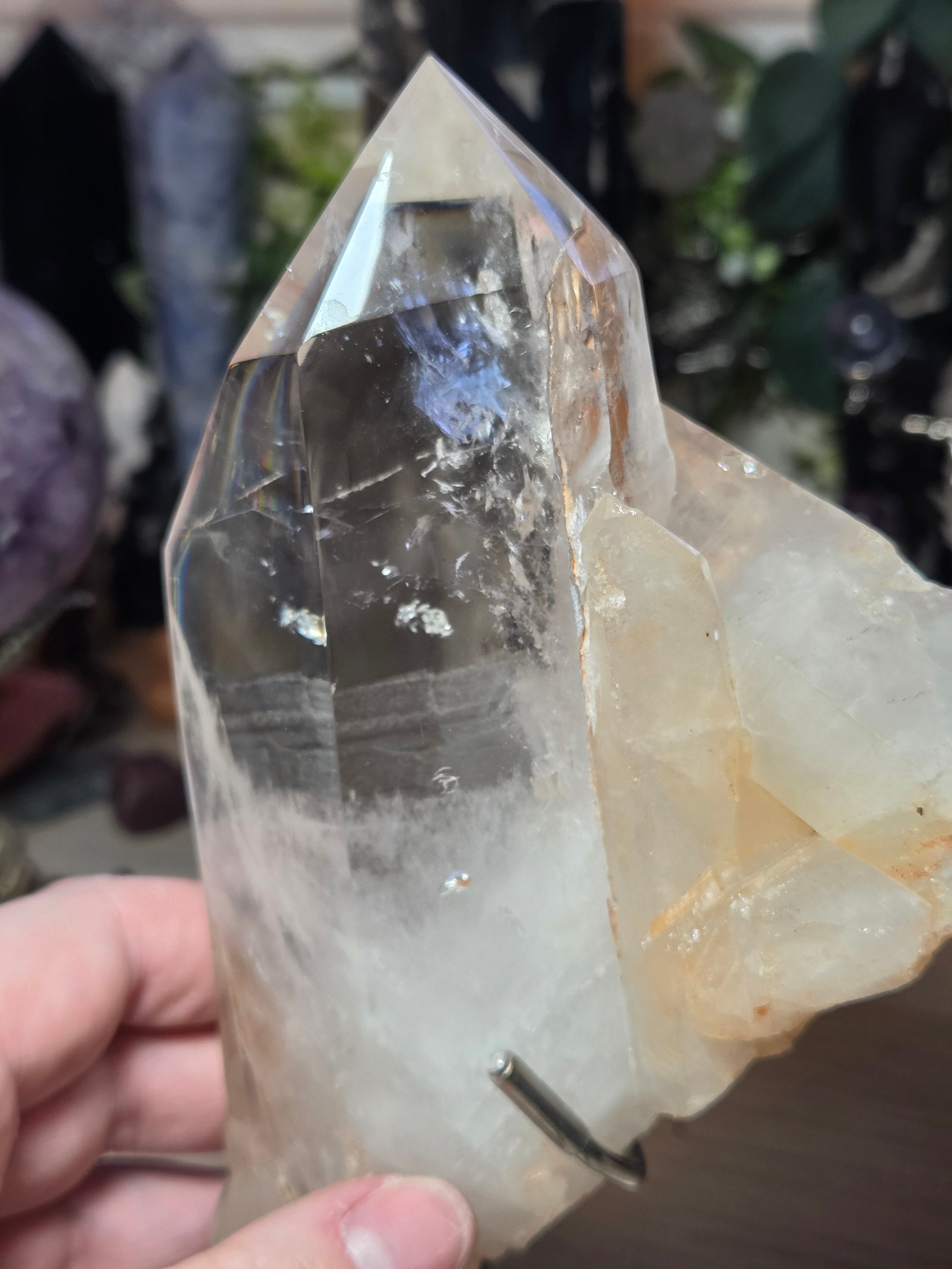 Large raw clear quartz crystal from Brazil