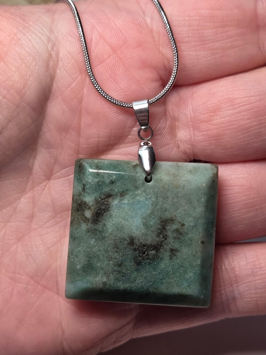 Beautiful moss agate crystal handmade  necklace