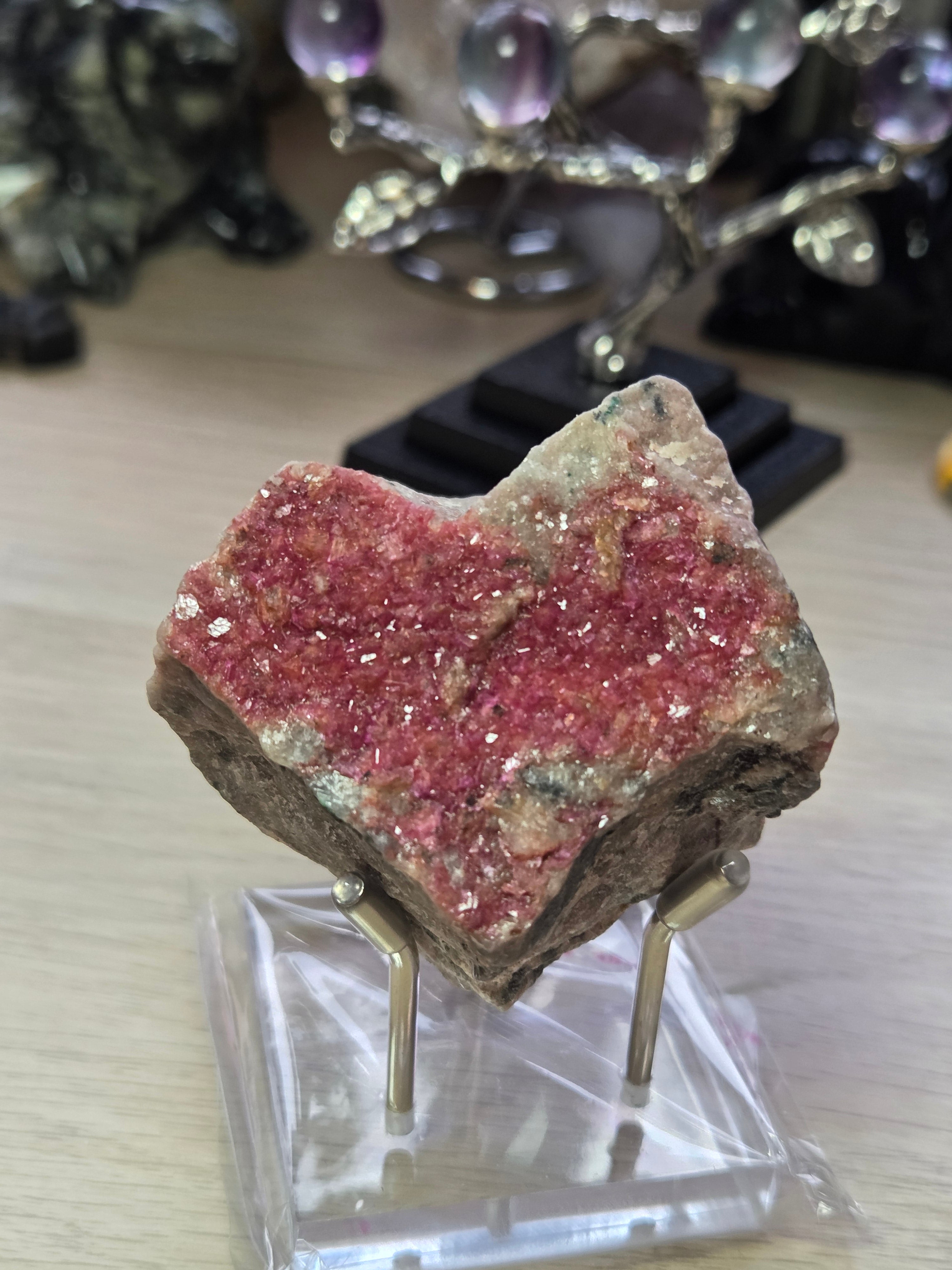 Cobaltoan Calcite specimen with Stand