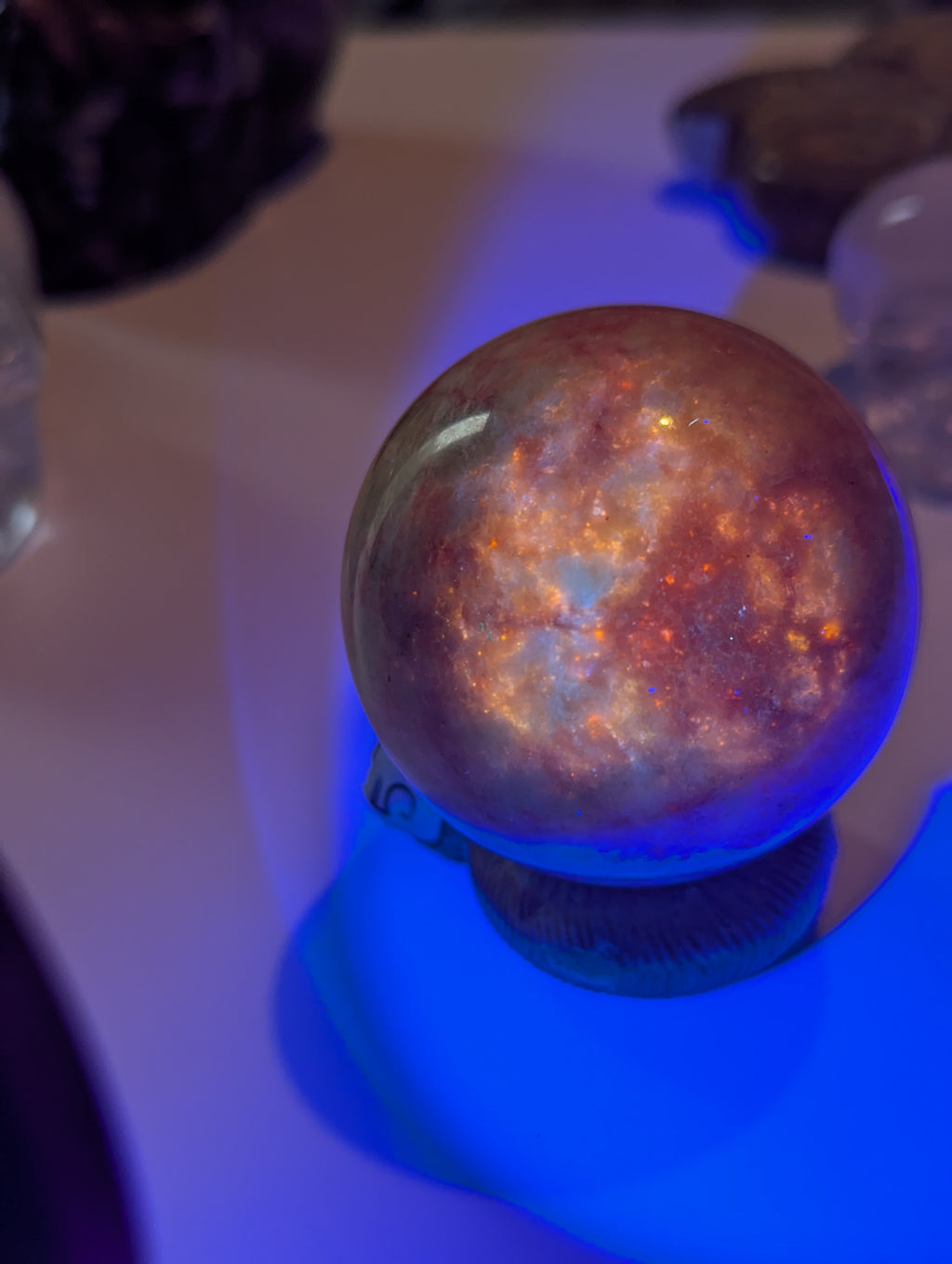 Pink Zoiltie crystal sphere