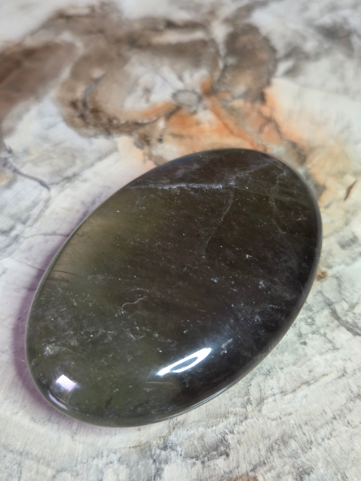 Green quartz crystal palm stone