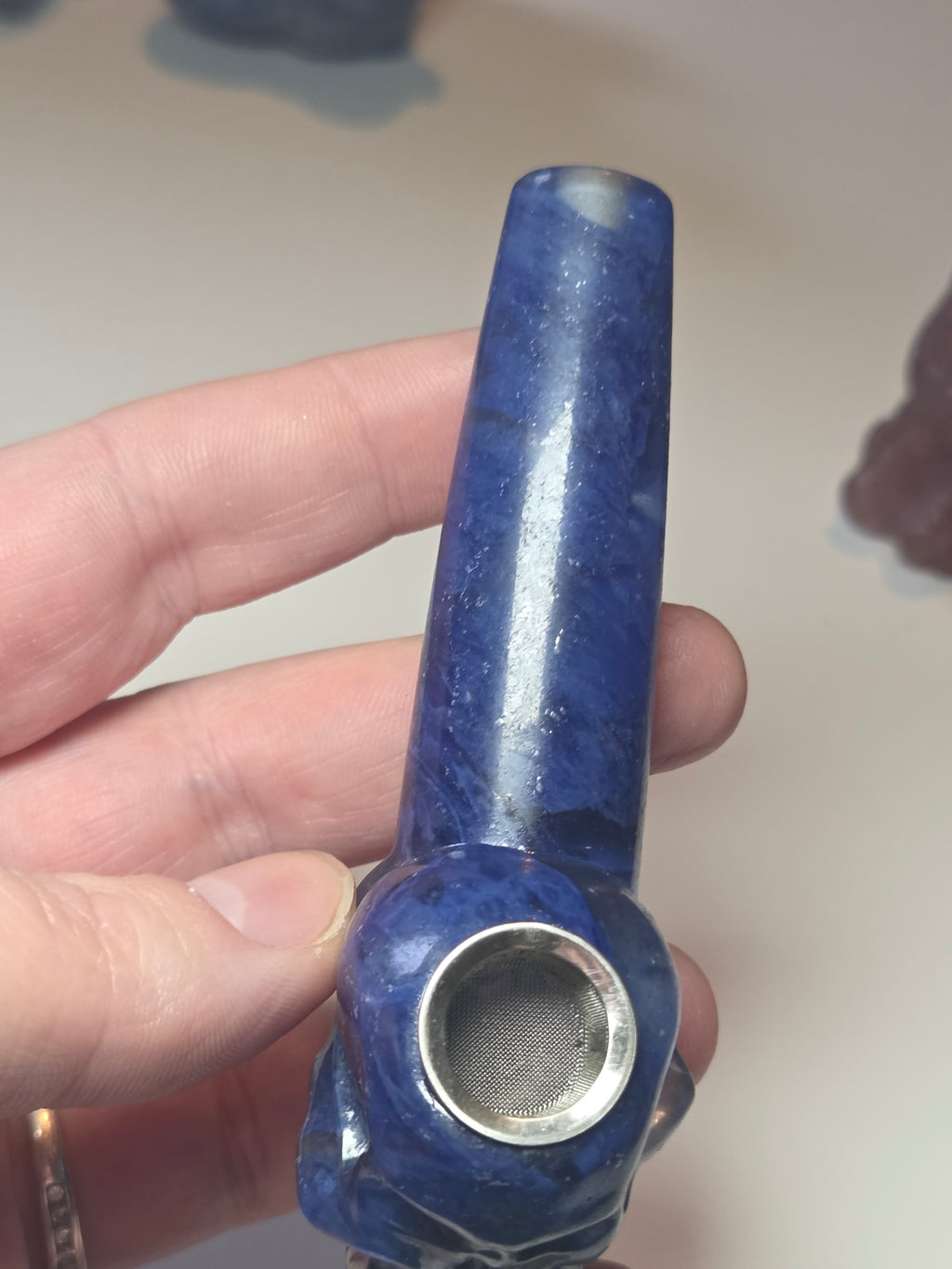 Blue smelling quartz smoking pipe