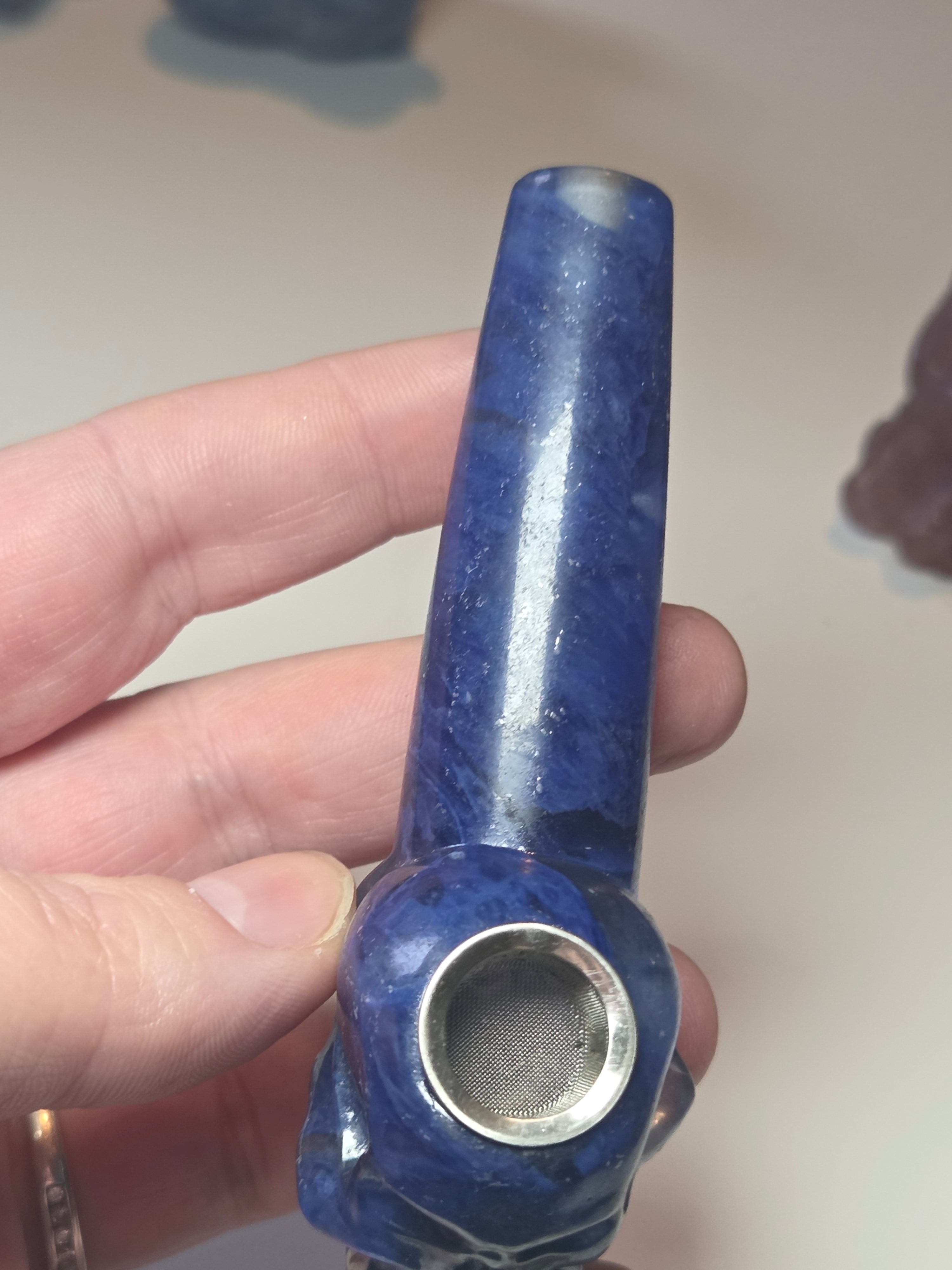 Blue smelling quartz smoking pipe