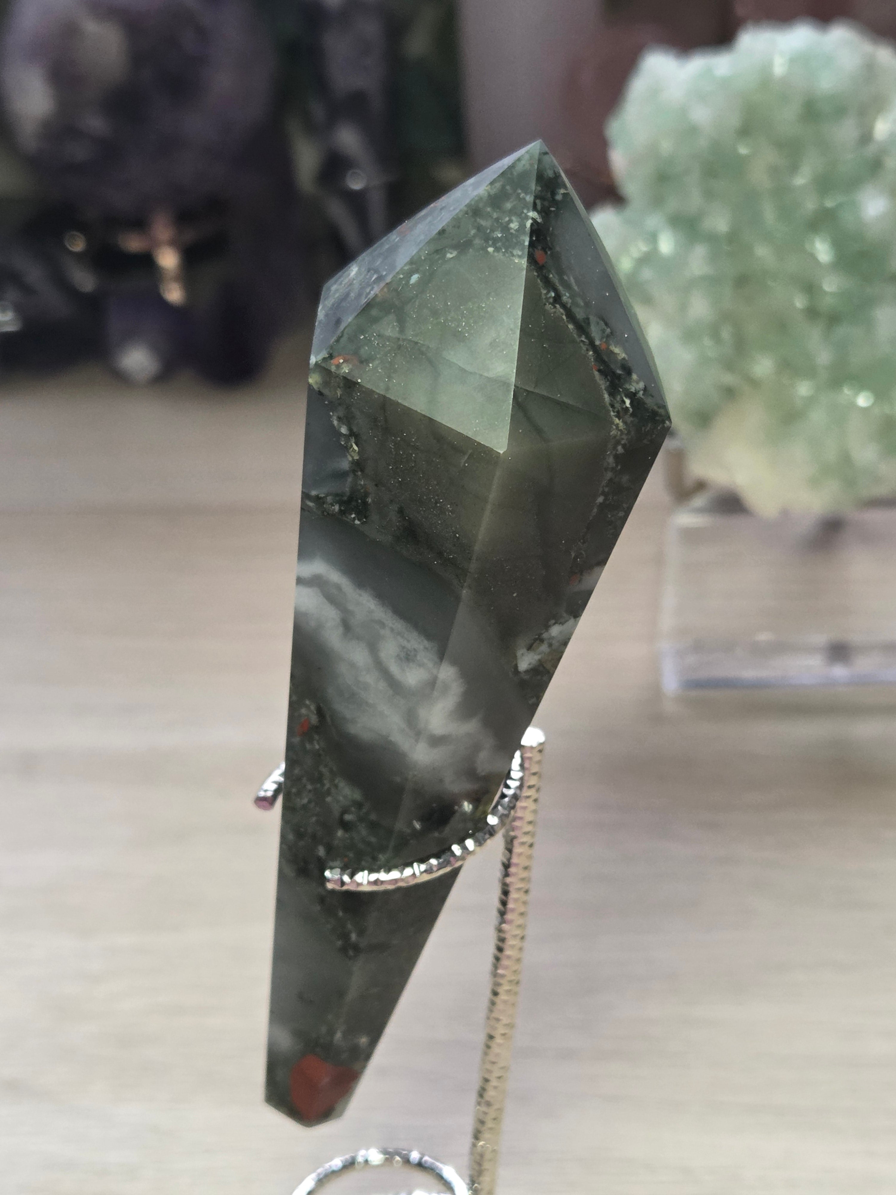 African bloodstone wand carving
