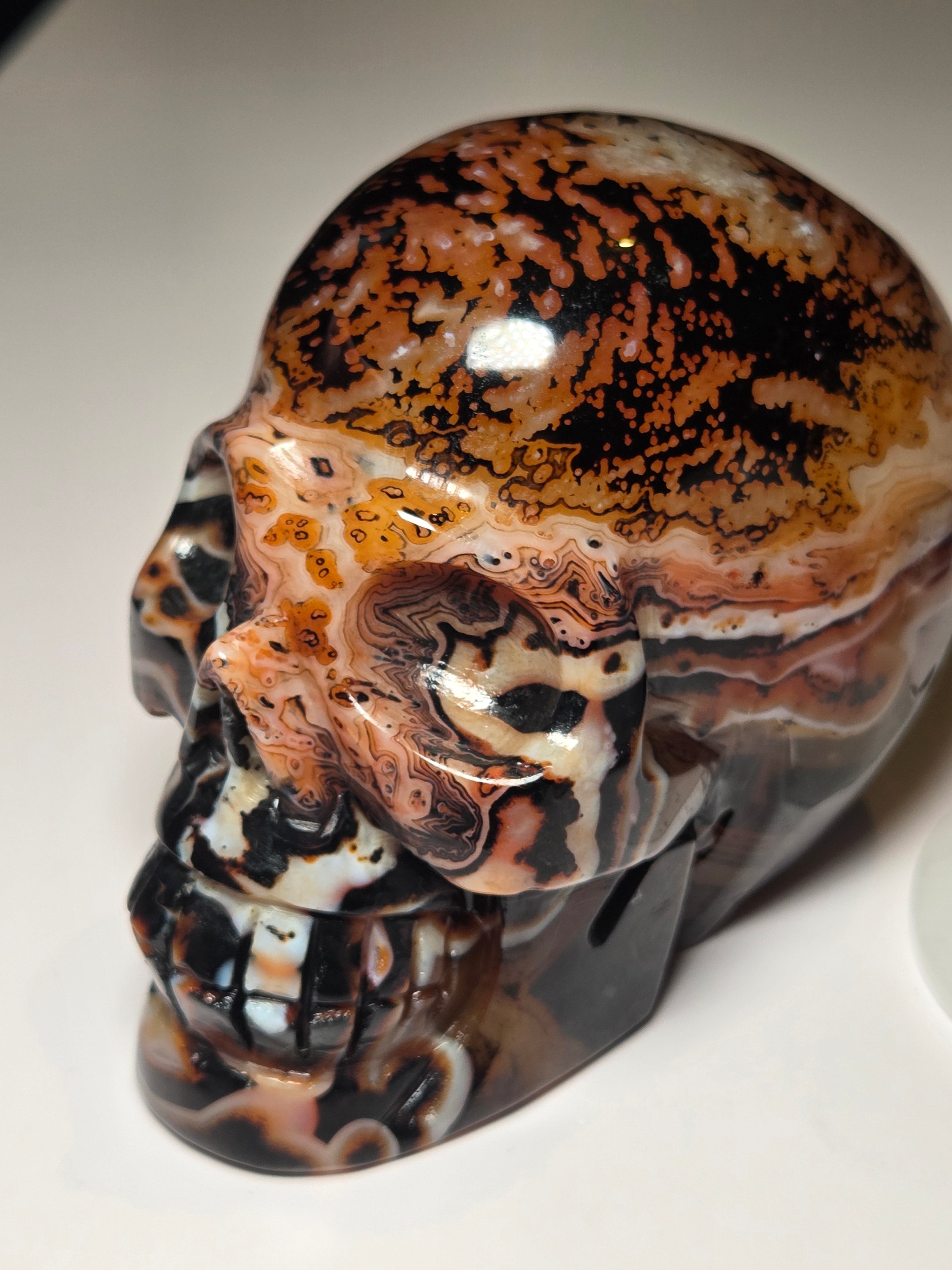 Large Sardonyx crystal skull carving