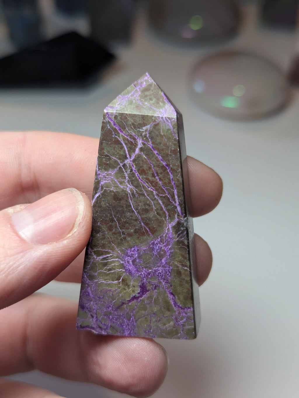Stichtite crystal tower