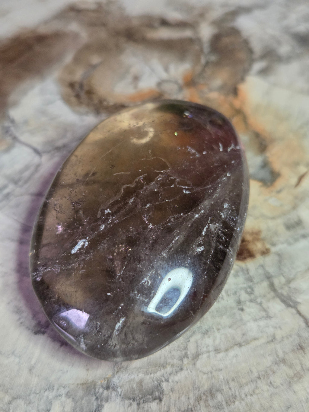 Smokey quartz crystal palmstone