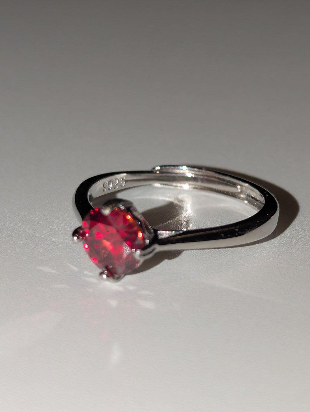 Red Moissanite diamond Adjustable ring