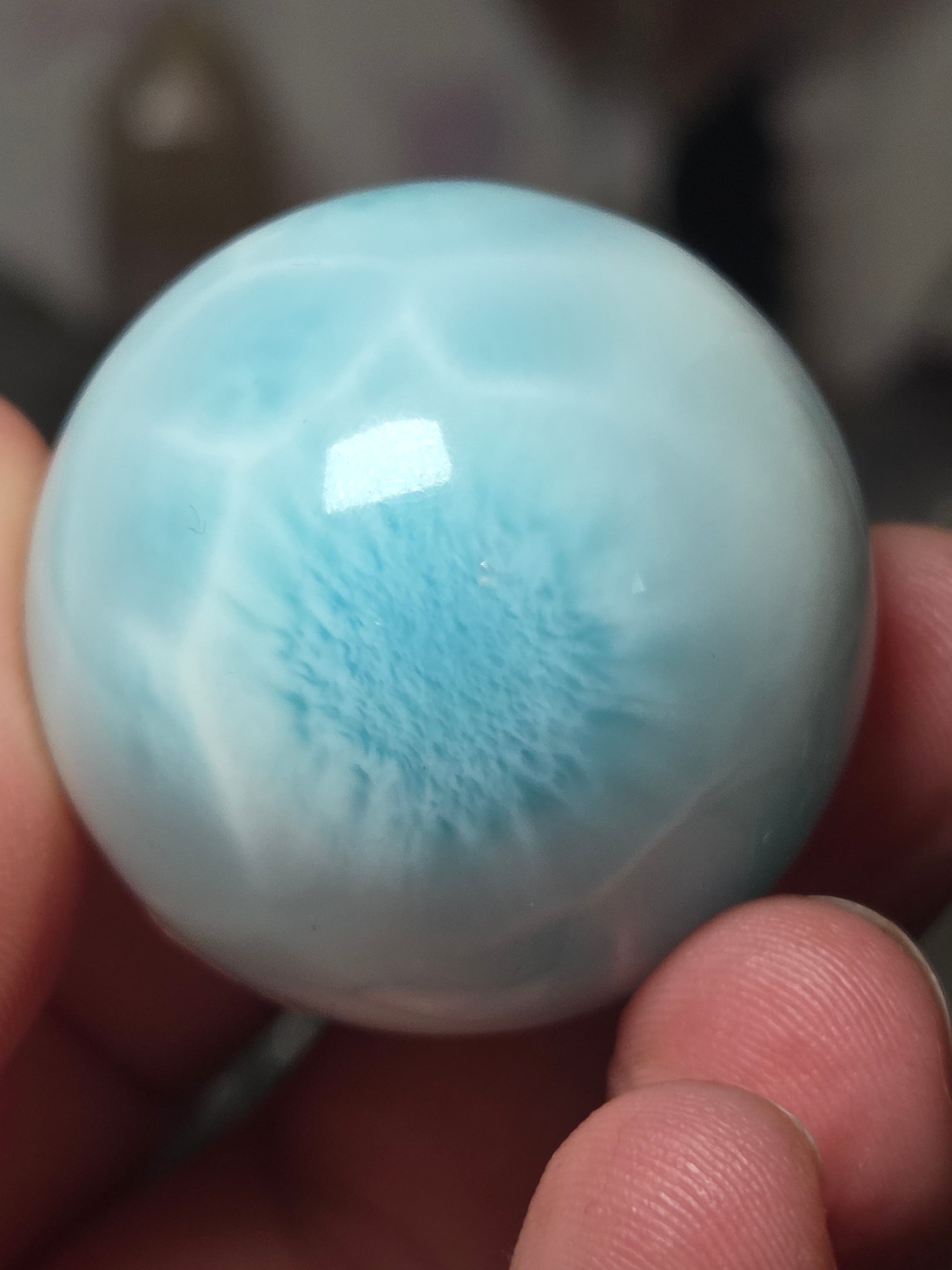 Rare beautiful Larimar crystal sphere with certificate
